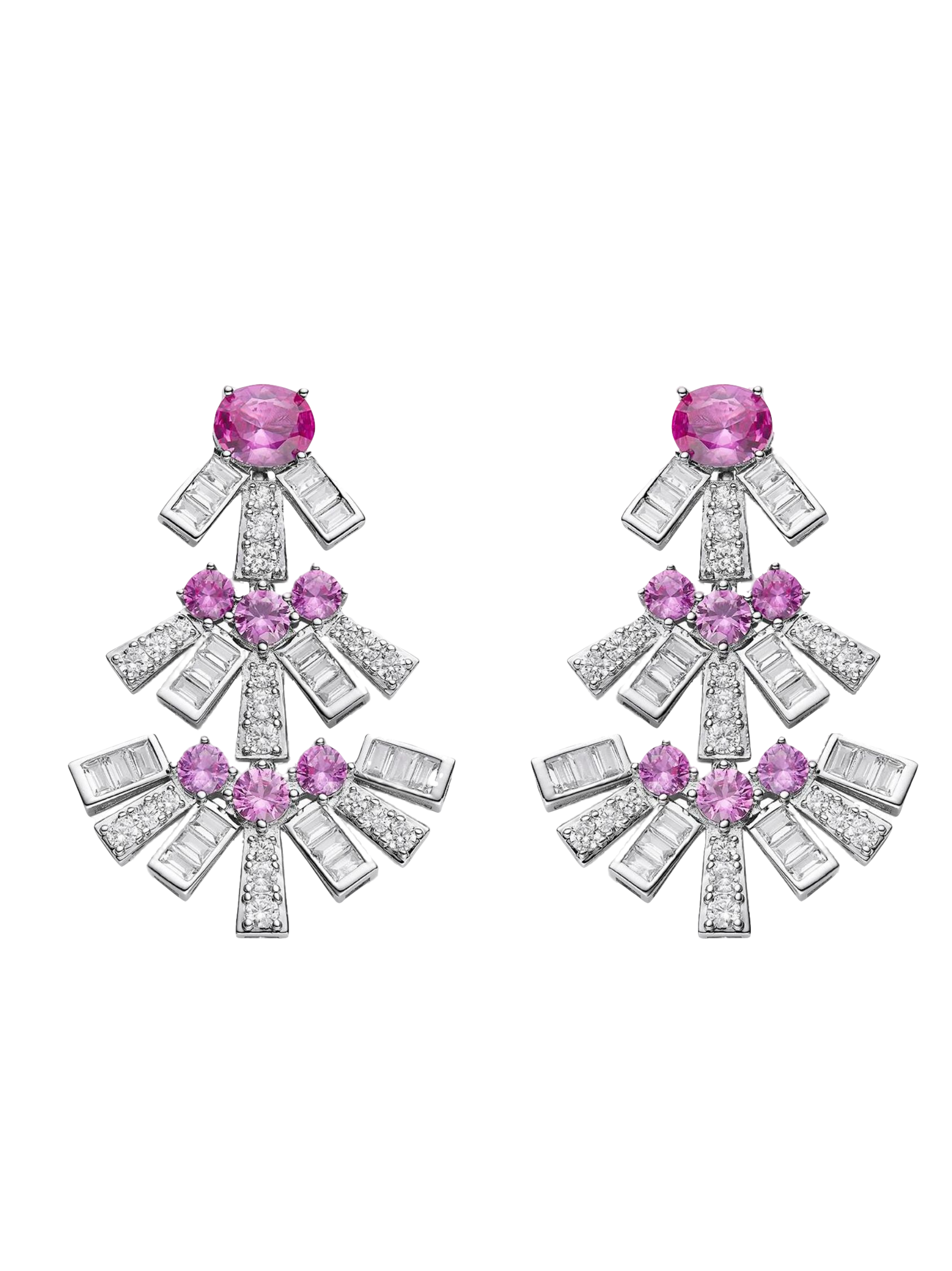 Nana Jacqueline Claira Earrings (pink) In Silver