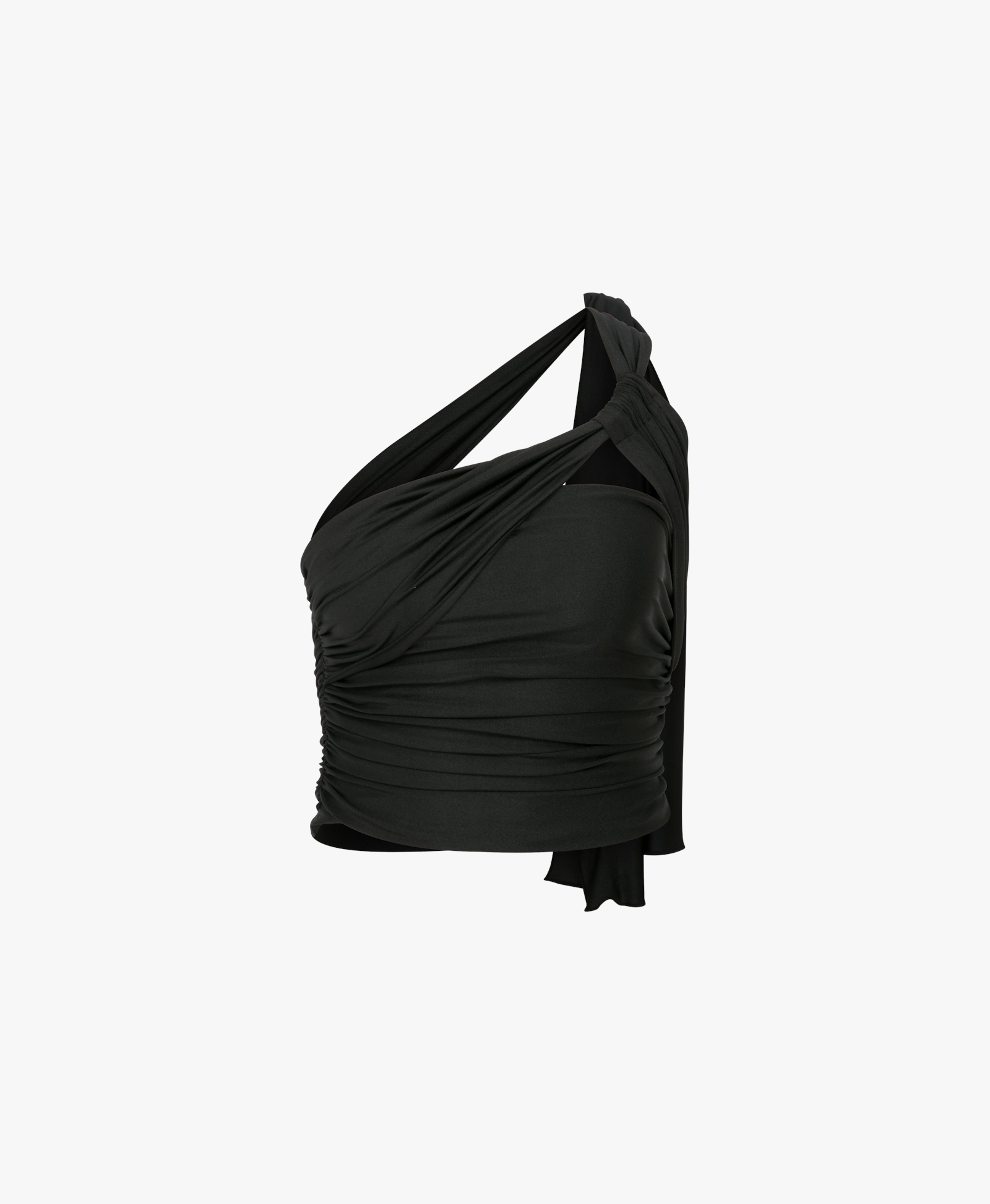Evelyn Jersey Asymmetric Top in Black made by Nazli Ceren