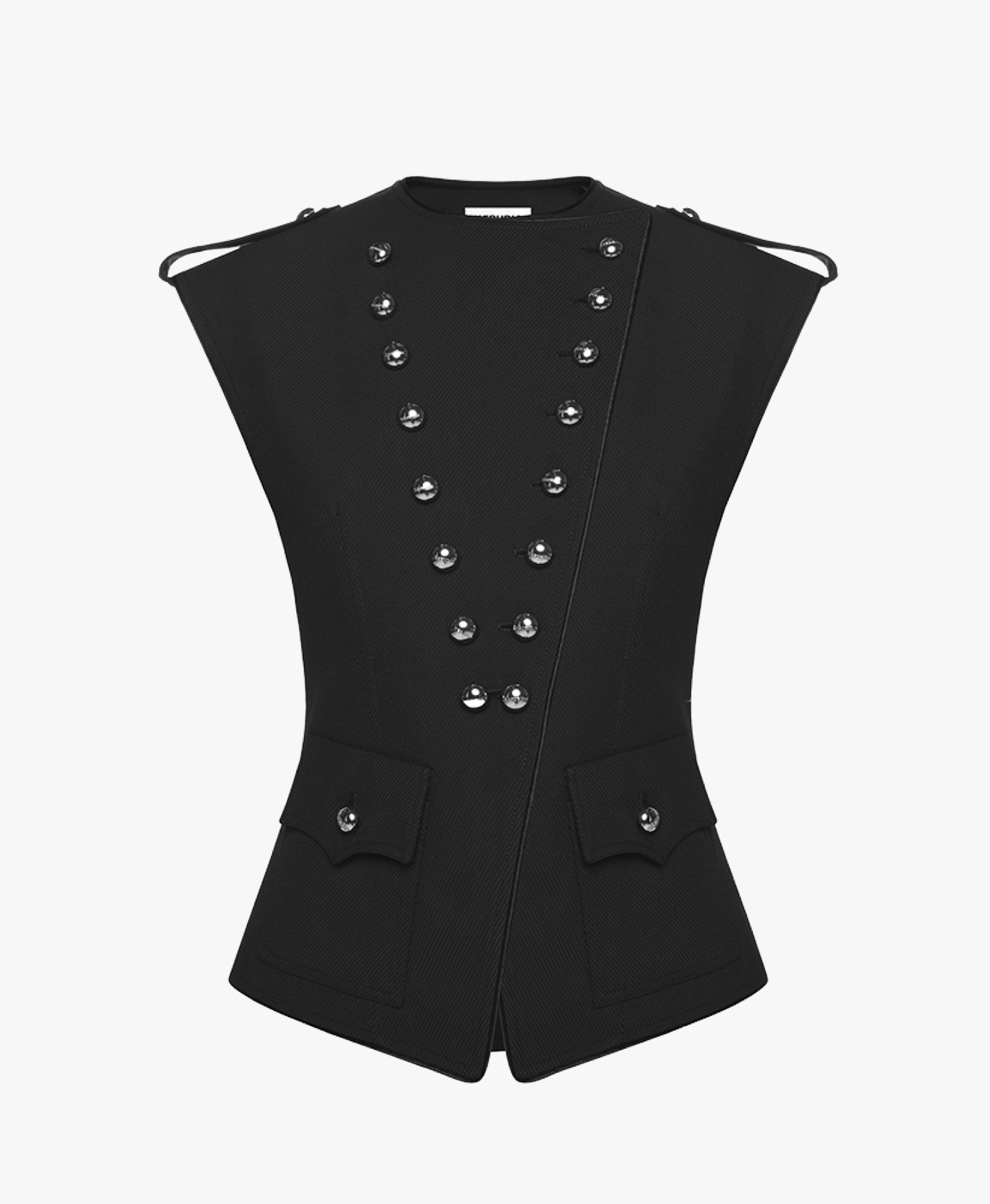 BUTTON EMBELLISHED LONGLINE VEST made by KEBURIA