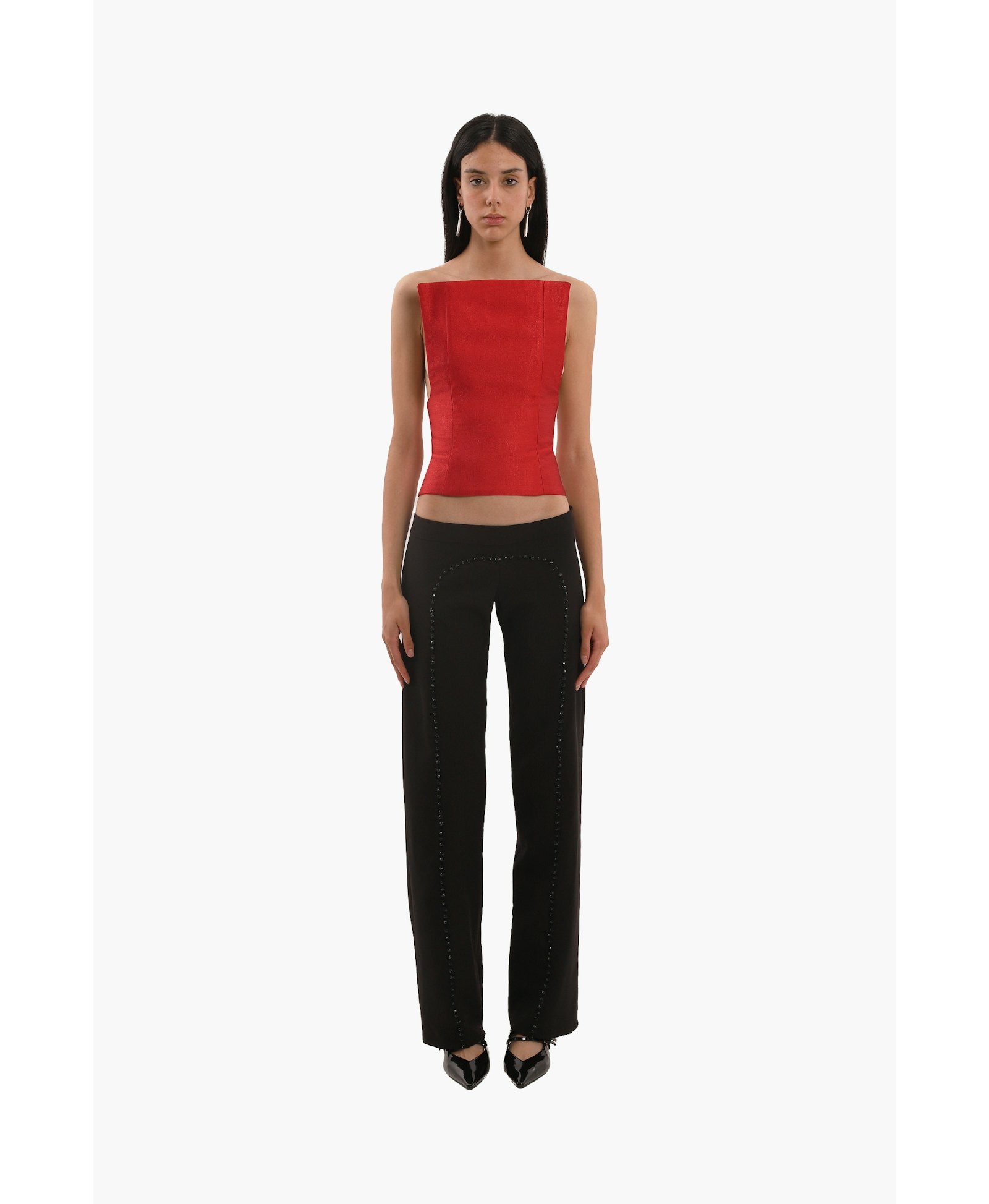 Red corset made by Compte Spain