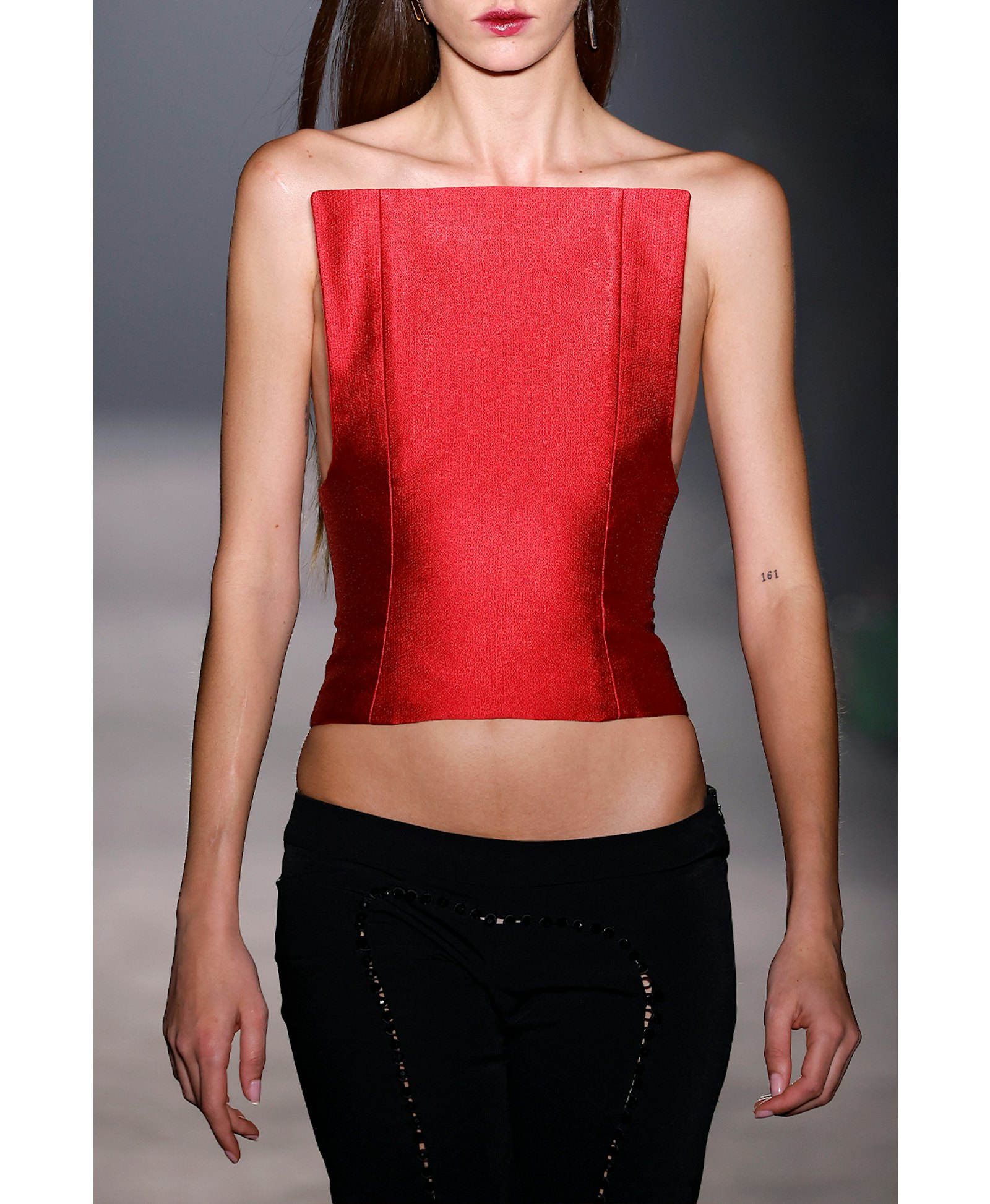 Red corset made by Compte Spain