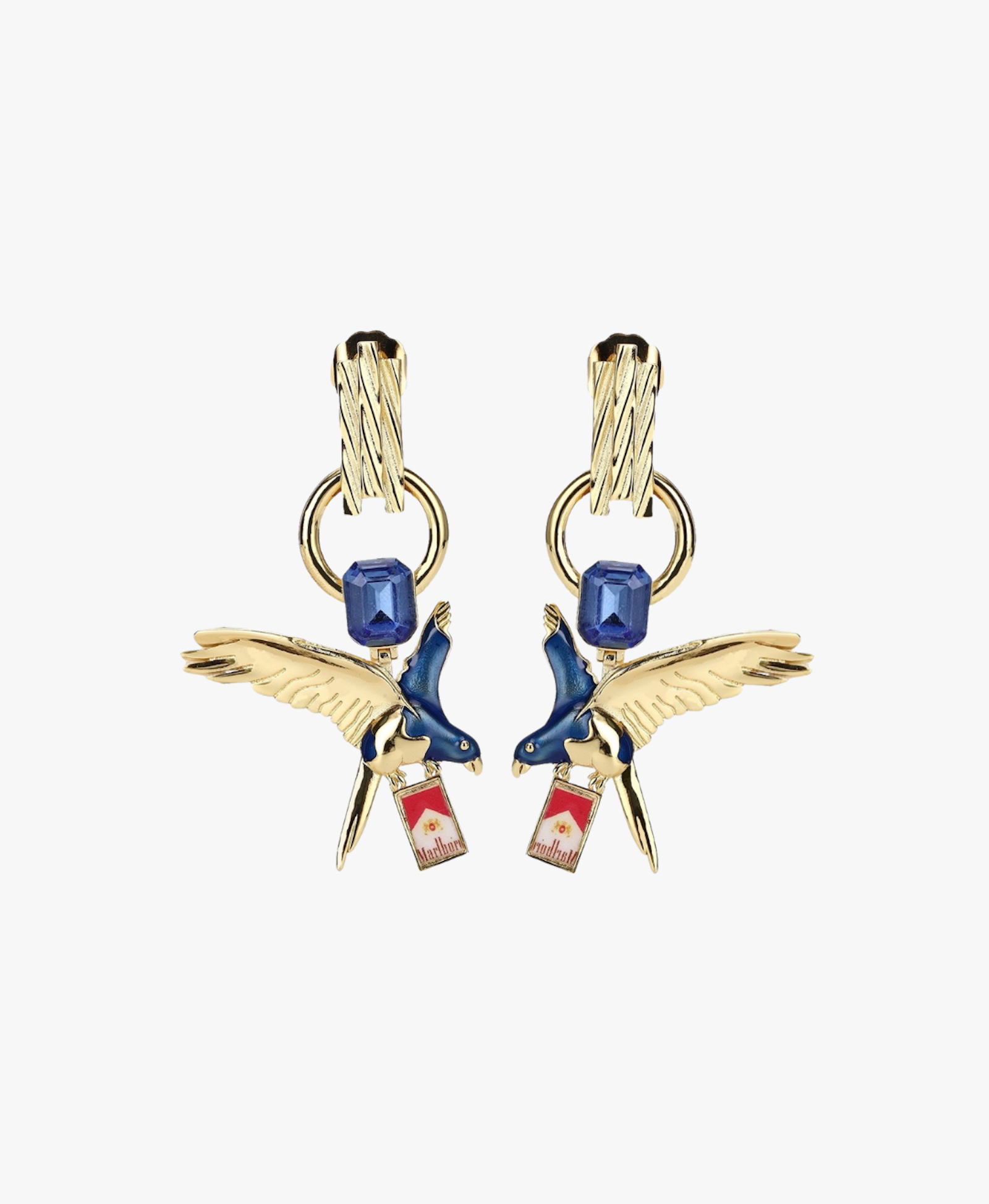 The Smoking Bird Earrings in Gold made by Oceanus Swimwear