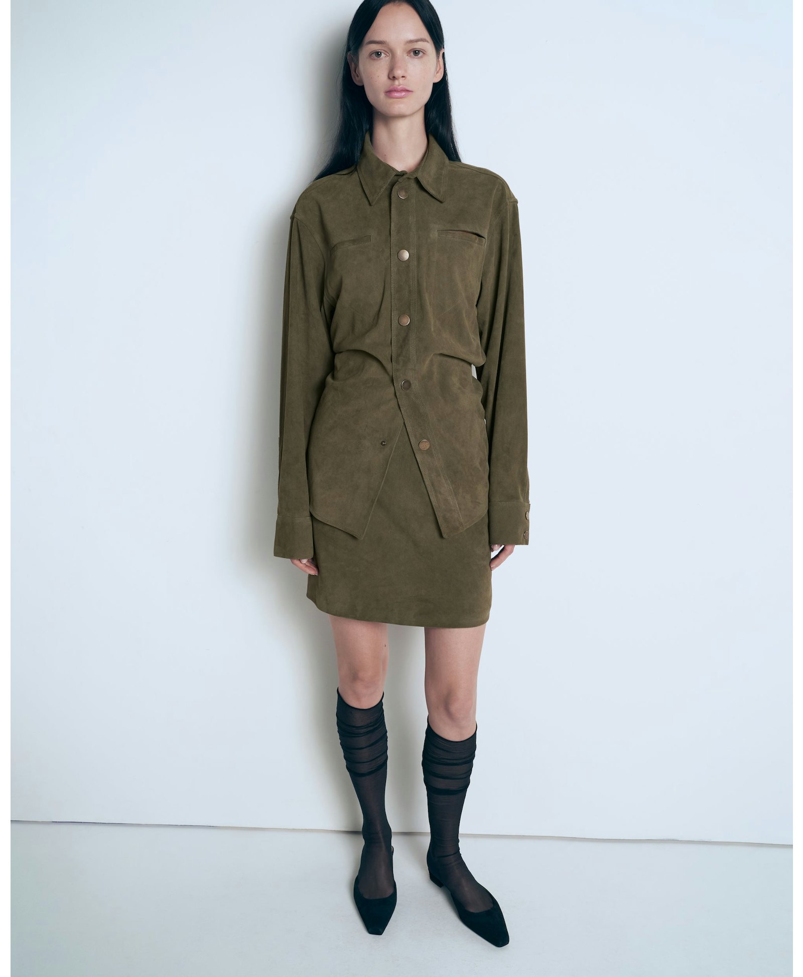 Suede khaki shirt made by A.M.G