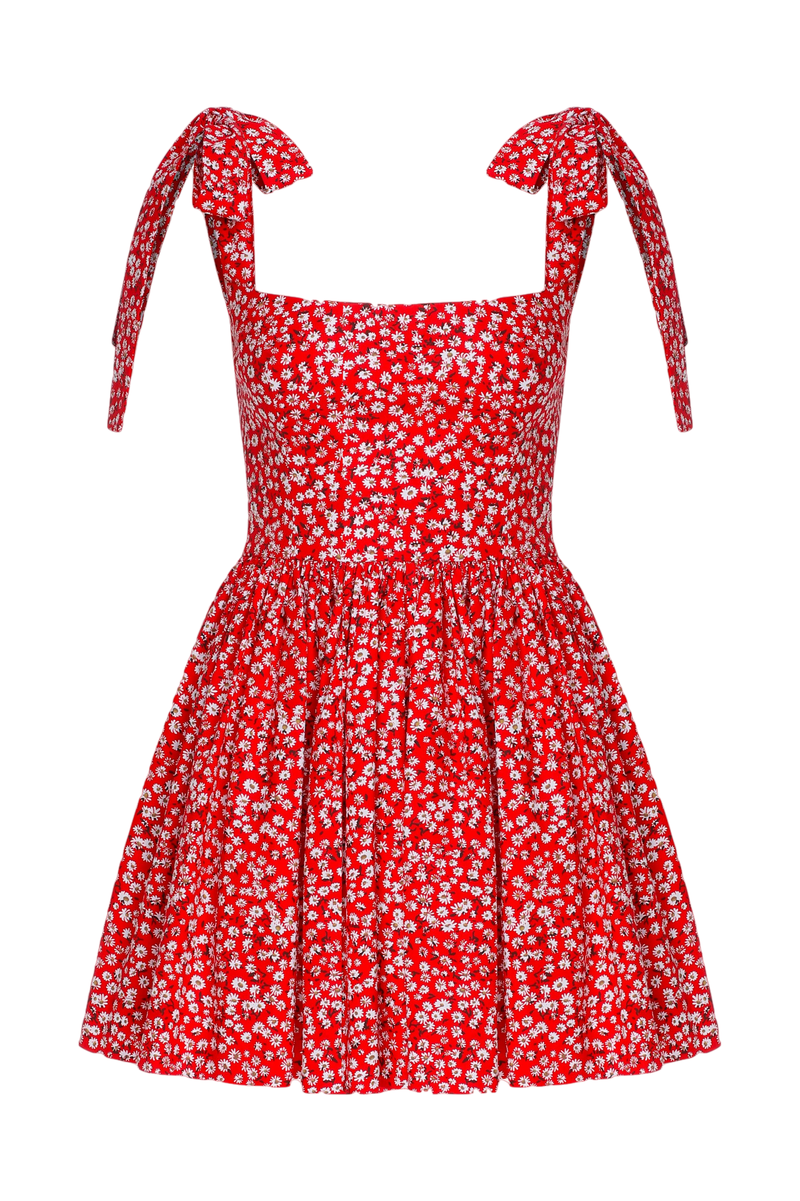 Nazli Ceren Audree Floral Print Poplin Mini Dress In Candy Red