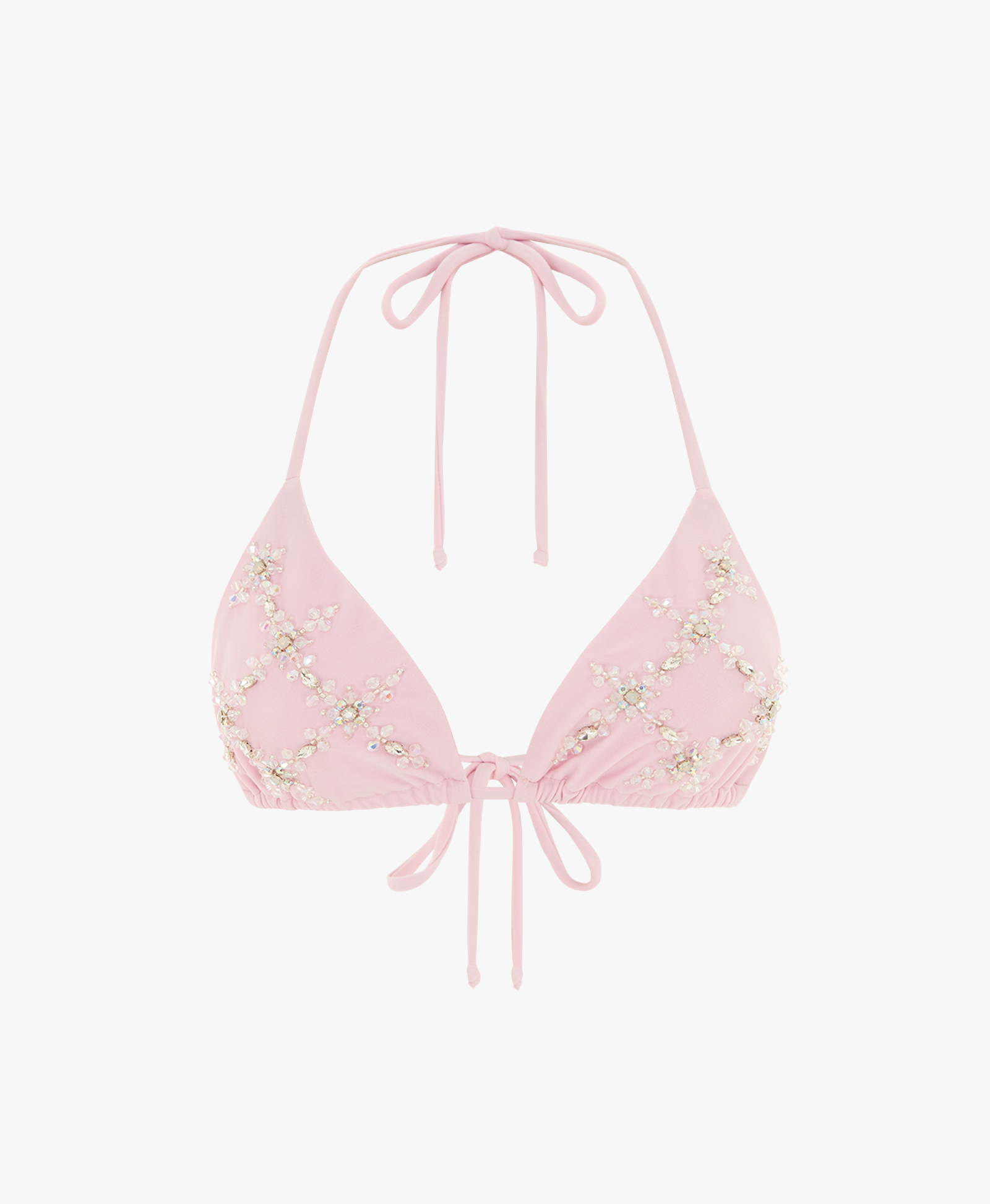 Rose Luxe Self-Tie Pink Bikini Top in Pink made by Oceanus Swimwear