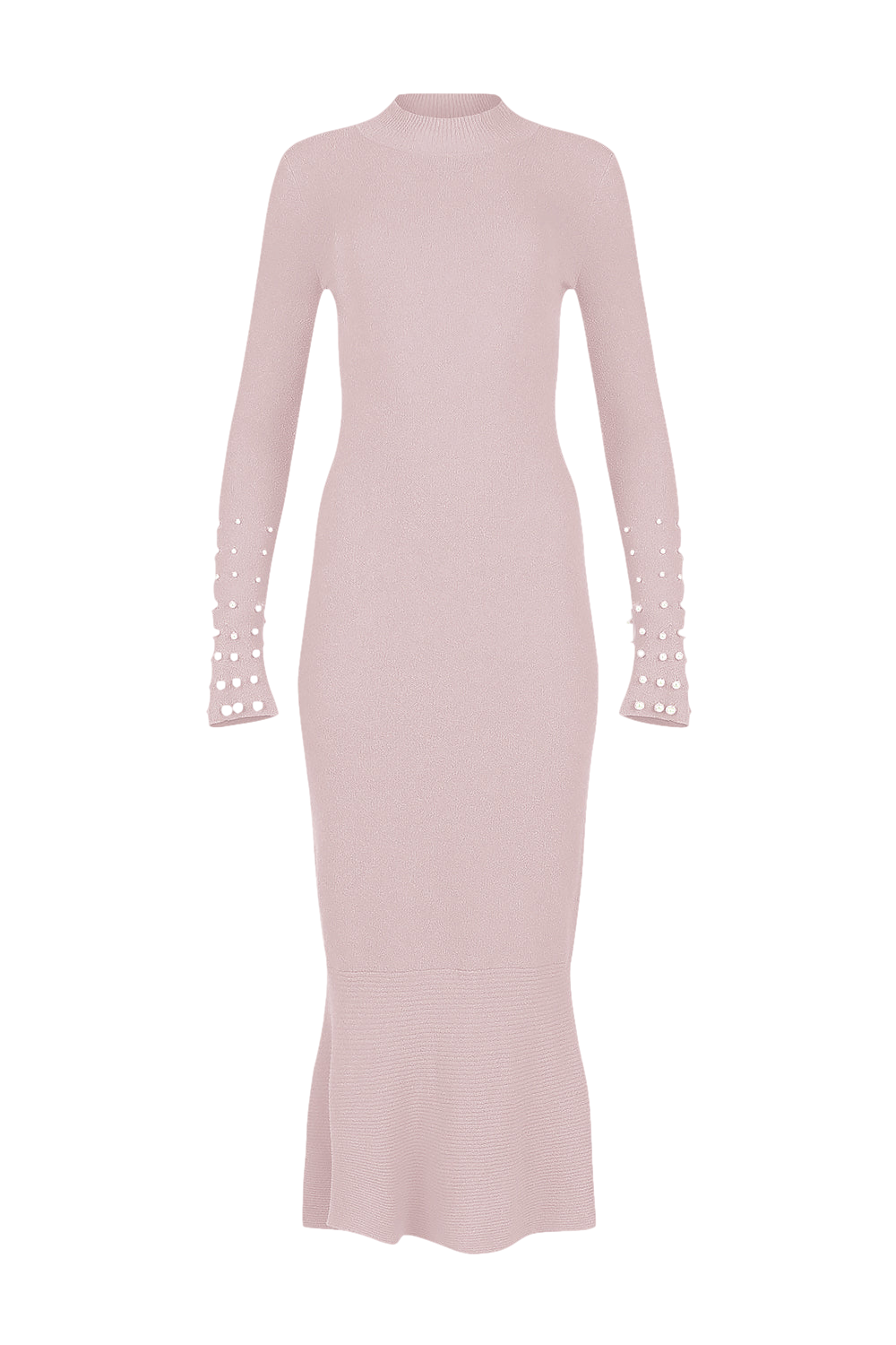 Andreeva Peach Maxi Knit Dress With Pearls Buttons In Pink