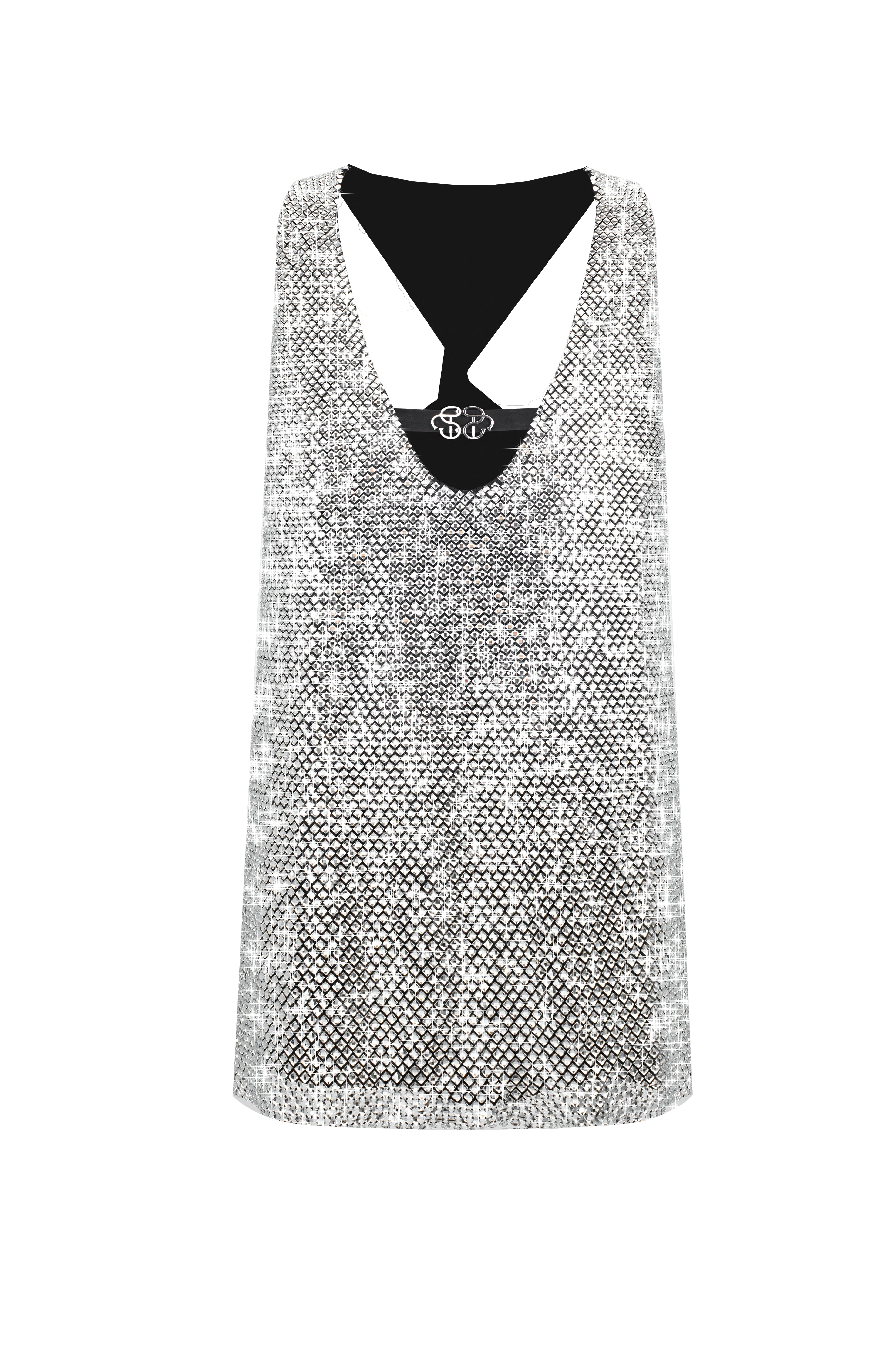 Shop Santa Brands Crystal Mini Dress In Silver