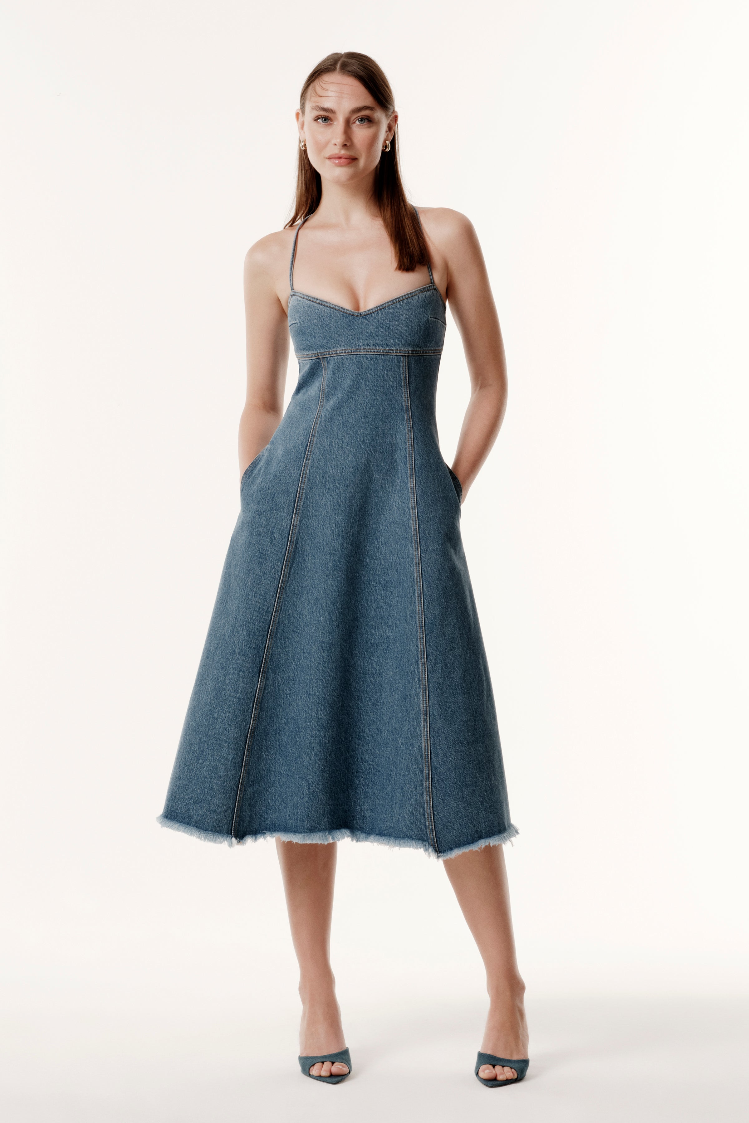 Shop Occleus Palmer Dress In Blue