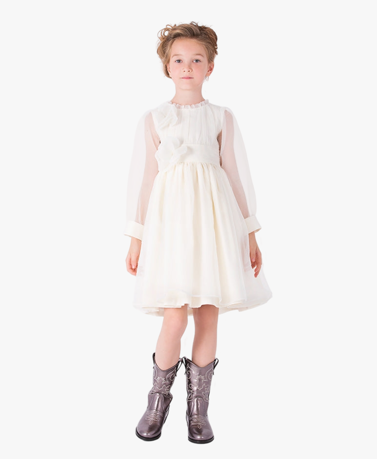 Organza Flower Appliqué Girls Dress made by Mama Luma