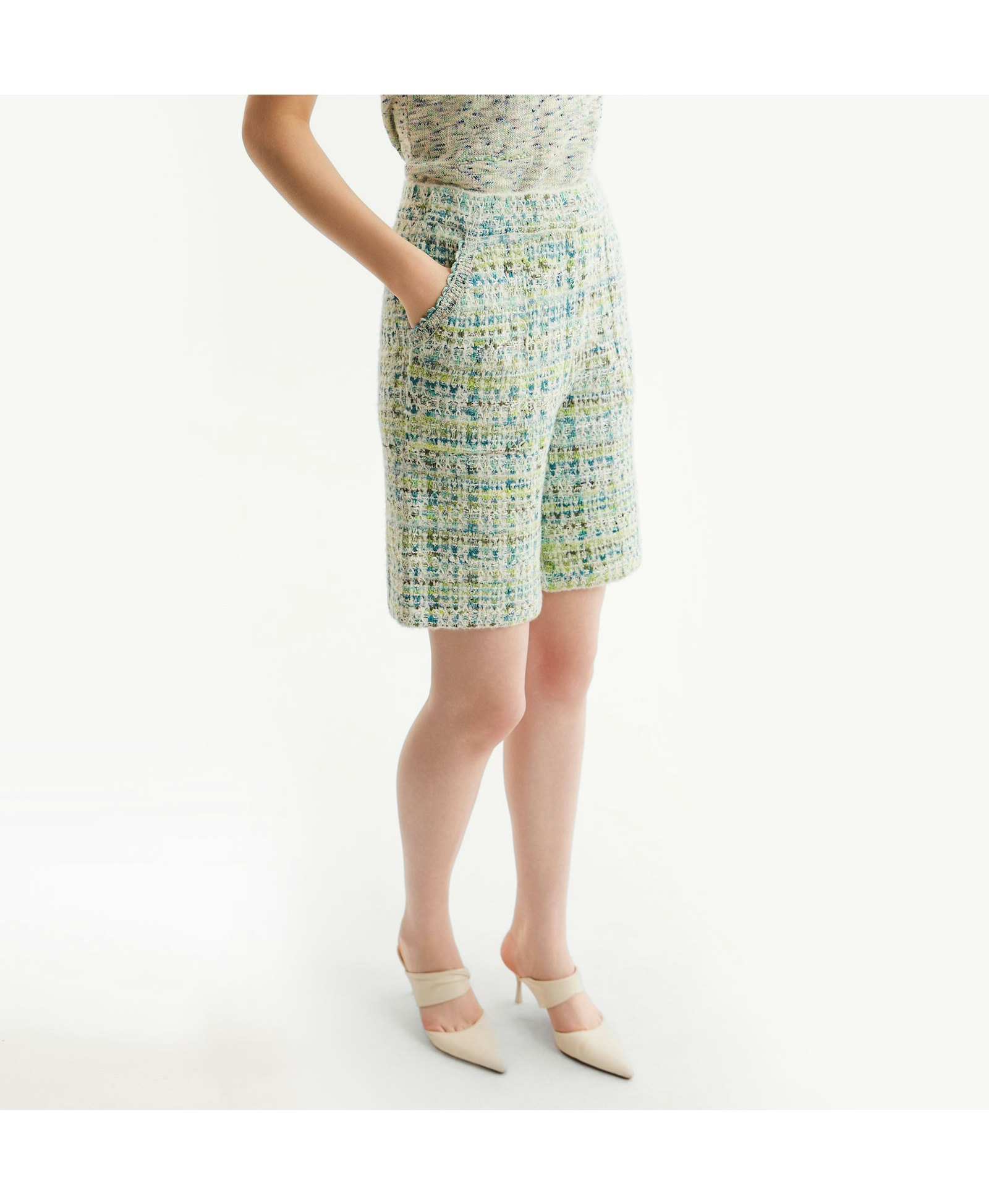 CHECK TWEED BERMUDA SHORTS made by CRUSH Collection