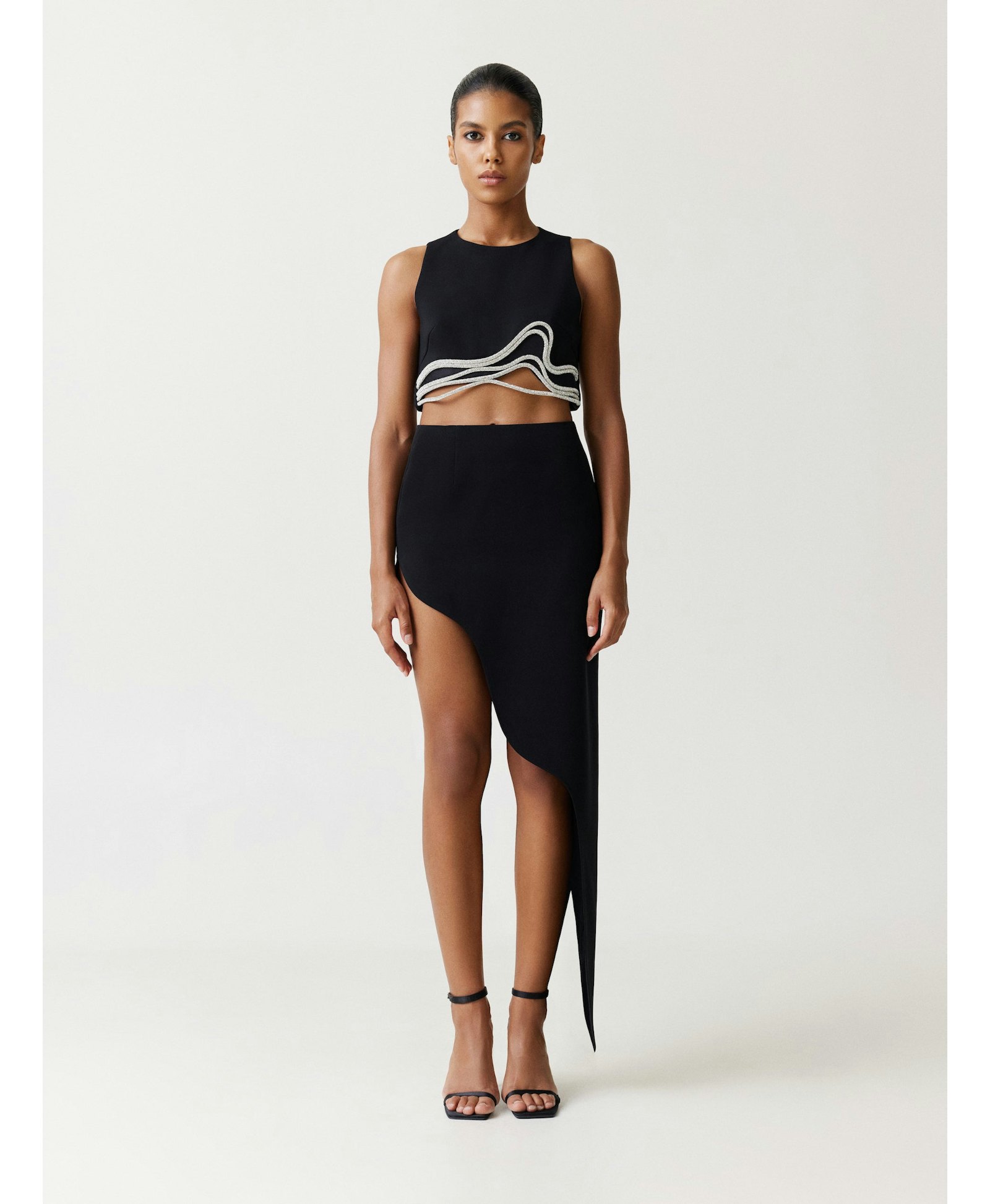 Wavy Asymmetric Hem Maxi Skirt made by NDS The Label