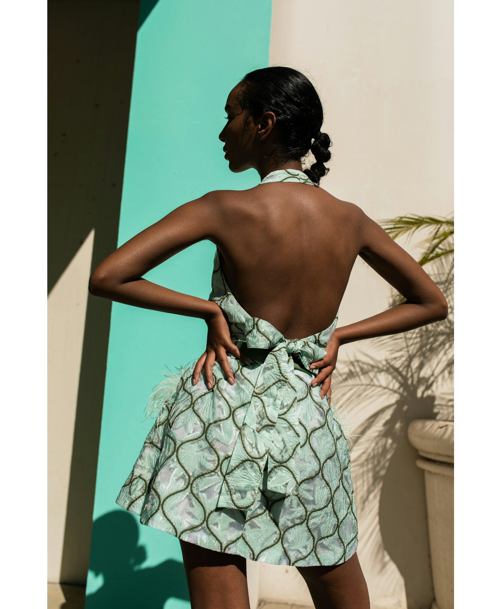 Mint Skirt With Feathers made by ANDREEVA