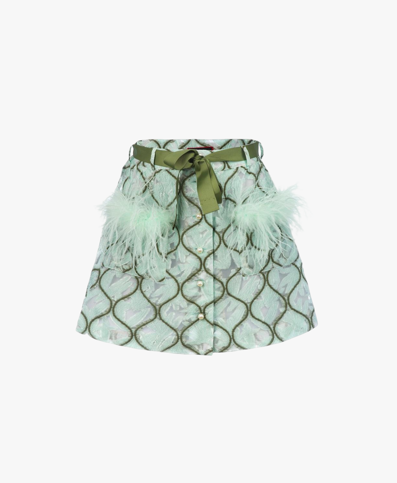 Mint Skirt With Feathers made by ANDREEVA