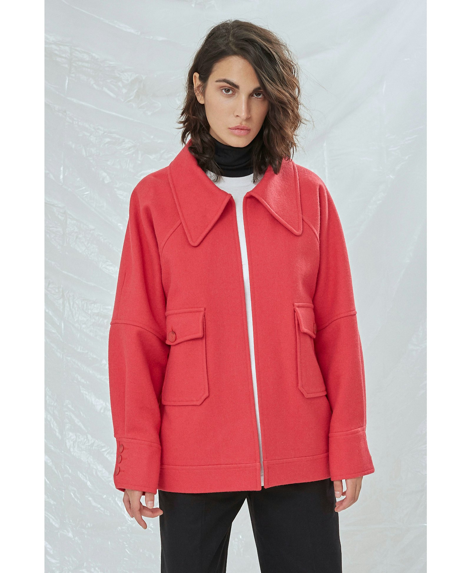 Terry Wool Blend Jacket in Pink in Pink made by Nazli Ceren
