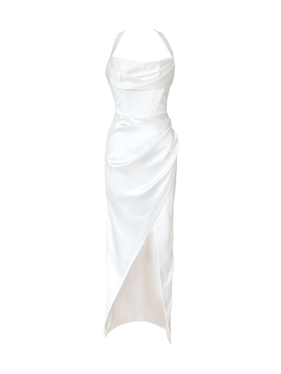 Shop Gigii's Beatris Dress In Ghost White