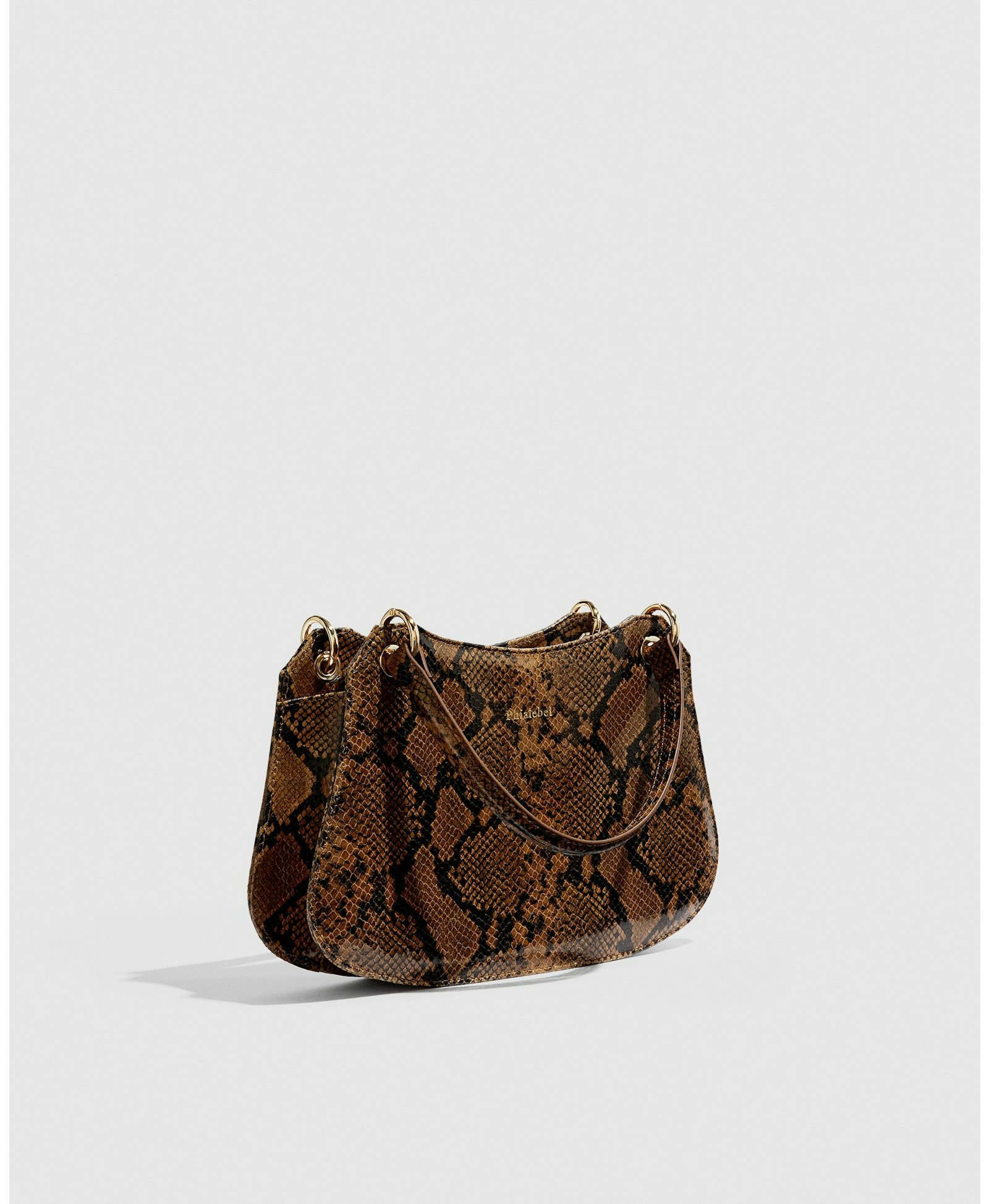 Mini Olympia camel in snake print made by Phialebel
