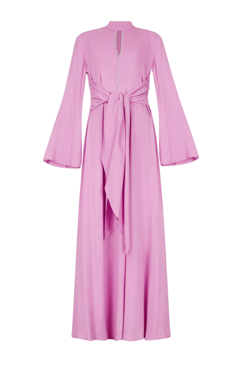 F.ilkk Pink Midi Dress With Rhinestone Embellishment