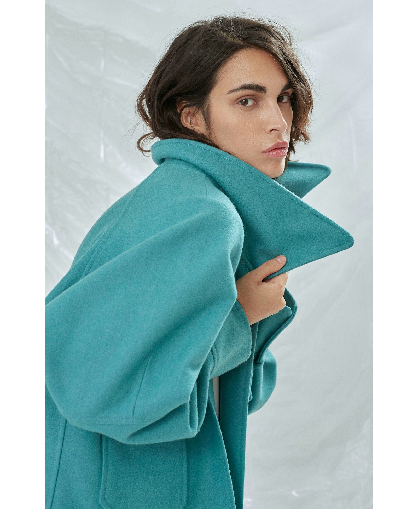 Terry Wool Blend Jacket in Green made by Nazli Ceren