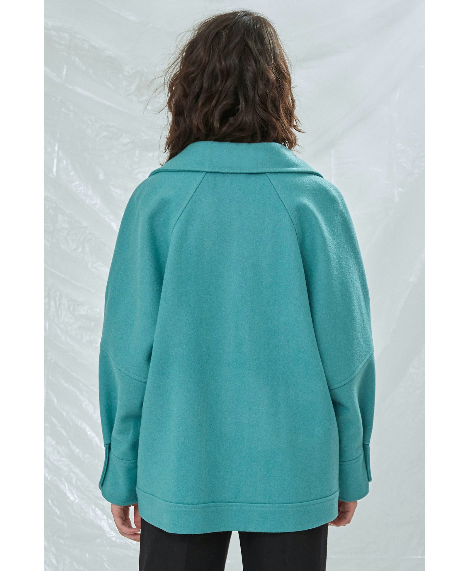 Terry Wool Blend Jacket in Green made by Nazli Ceren