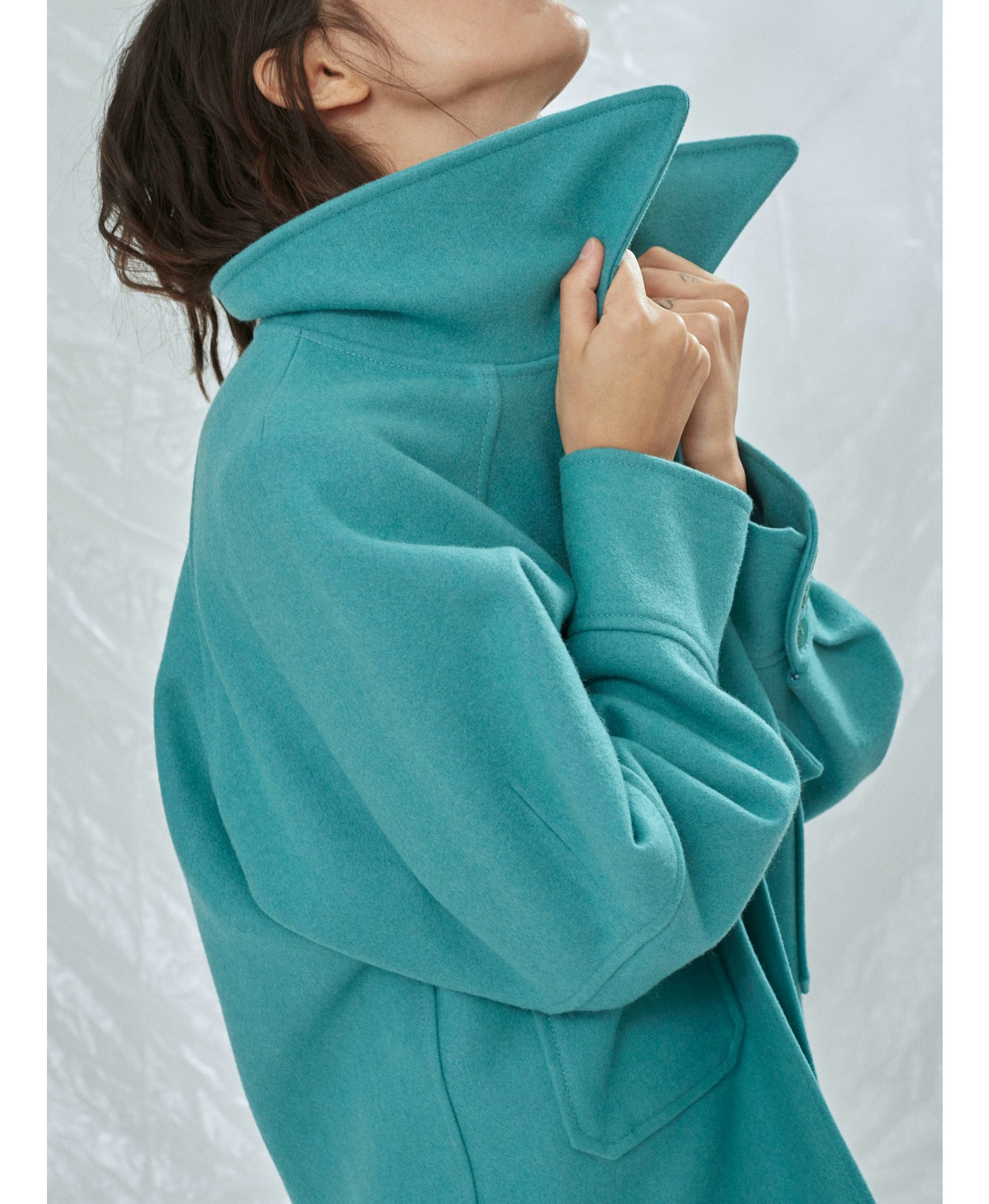 Terry Wool Blend Jacket in Green made by Nazli Ceren