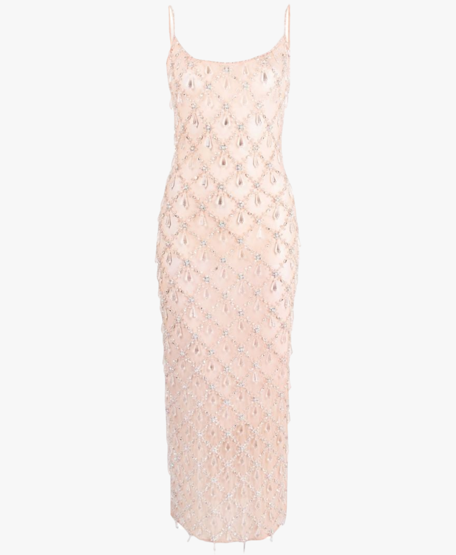 Calliope Luxury Crystal Nude Maxi Party Dress in Beige made by Oceanus Swimwear