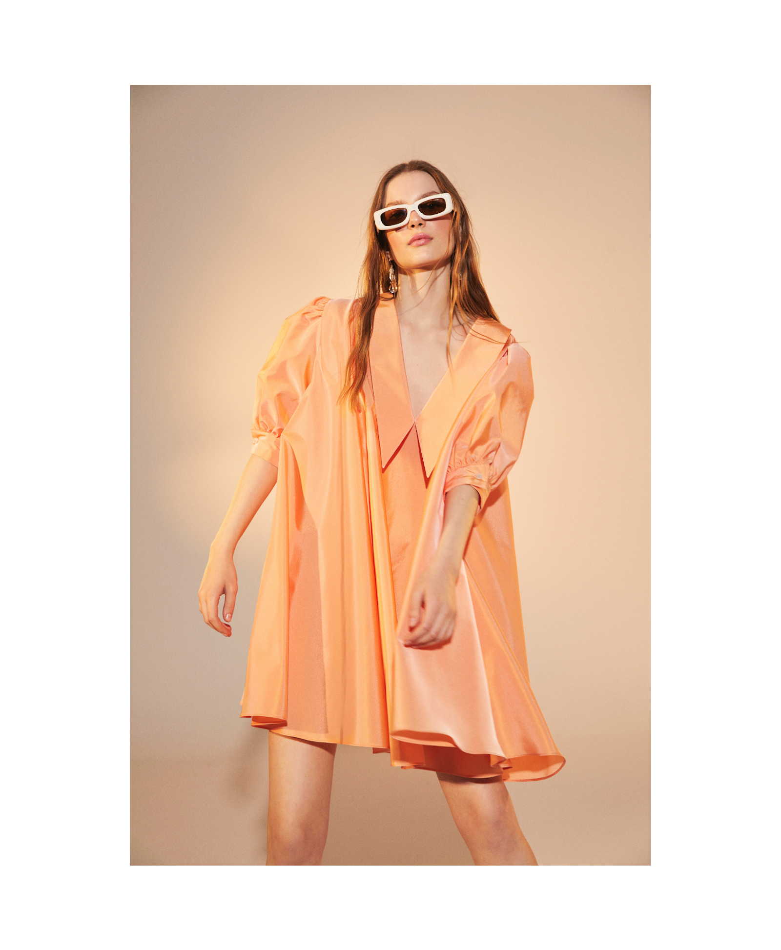 Poppy Ruffled Dress in Golden Poppy in Orange made by Nazli Ceren