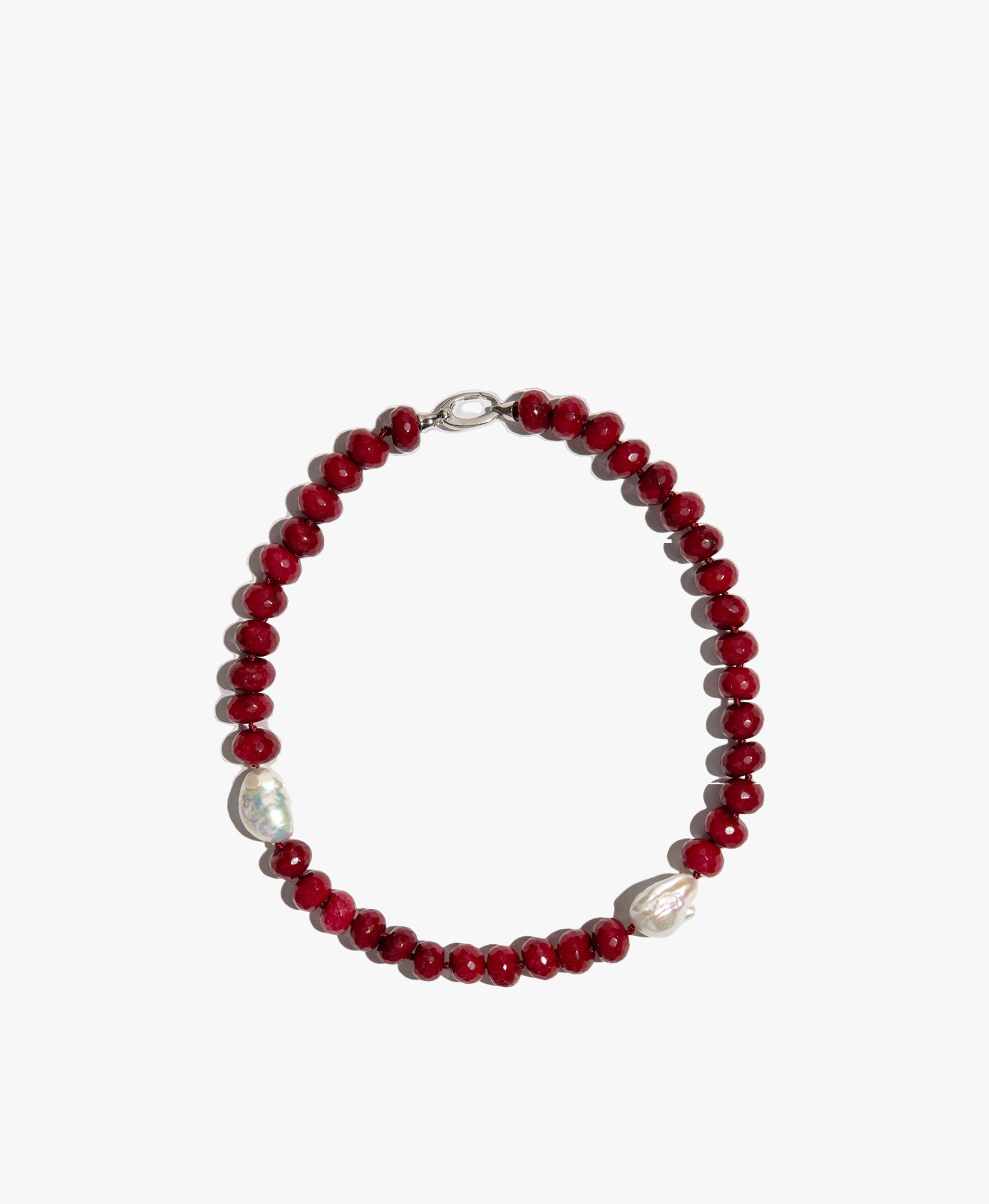 Collar De Jade Rojo Y Perlas Madre made by Phialebel