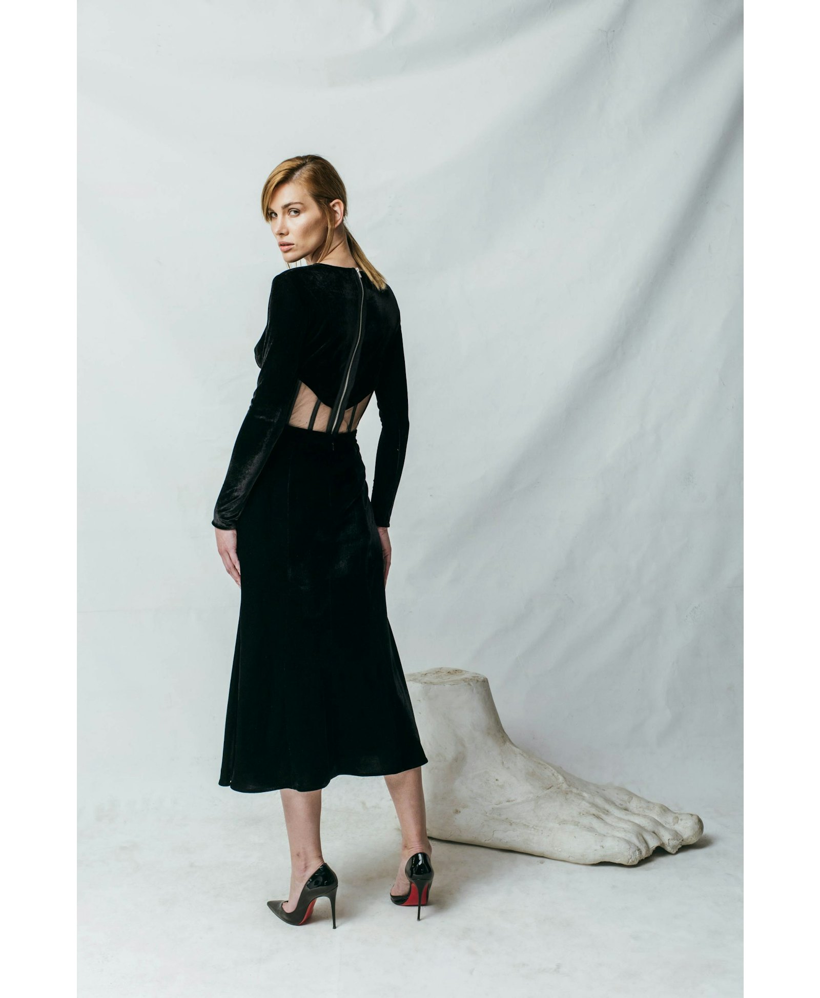 Velvet Chiffon Midi Skirt made by Aureliana
