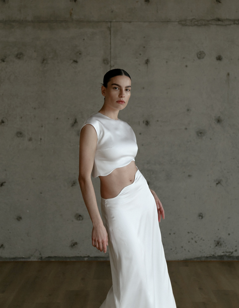 Shop Maet Rhea Silk Skirt In White