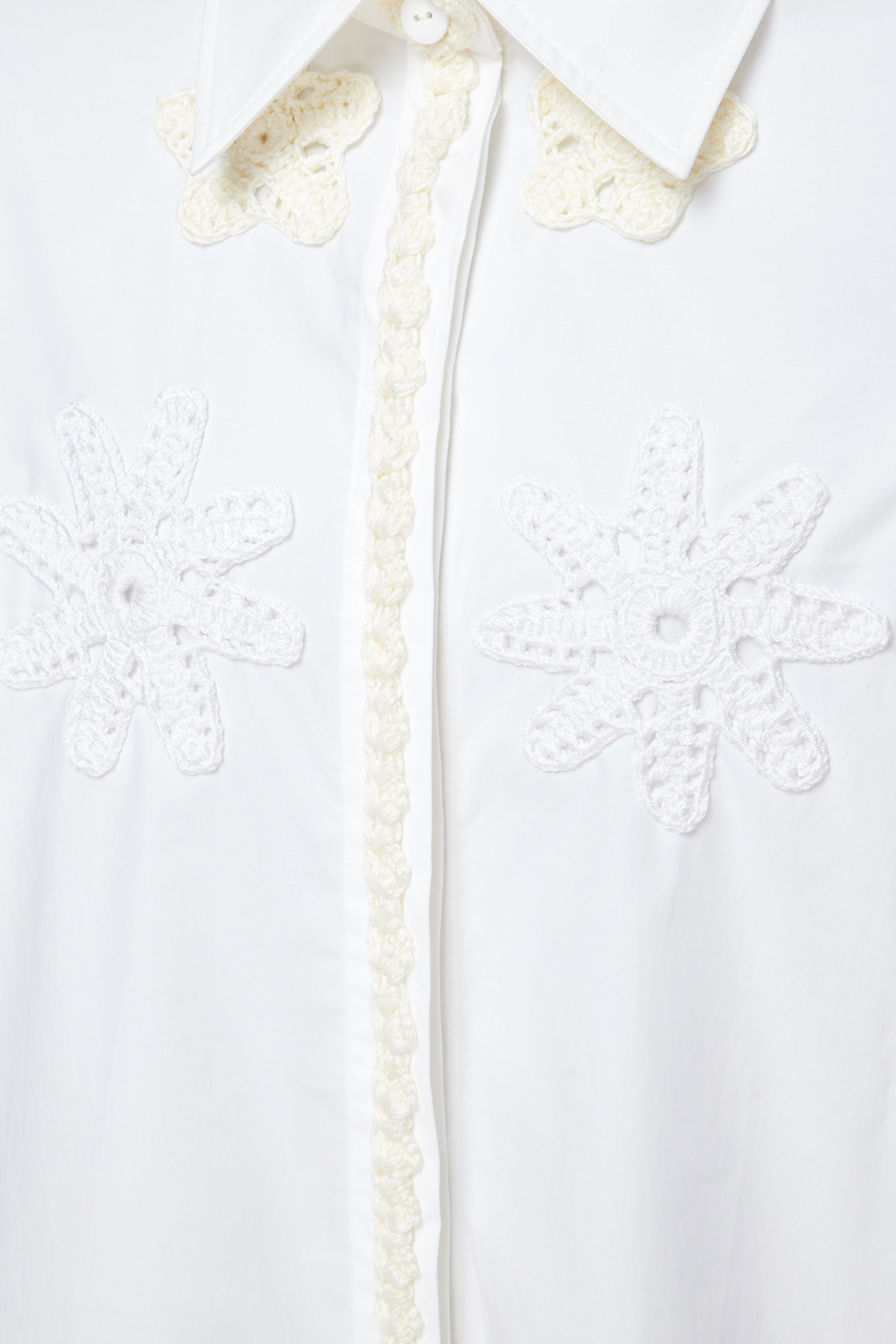 Shop Malva Florea Shirt With Macrame In White