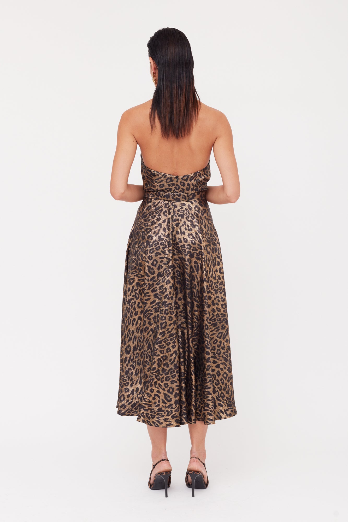 Shop Undress Heidi Black Bronze Leopard Print Midi Dress