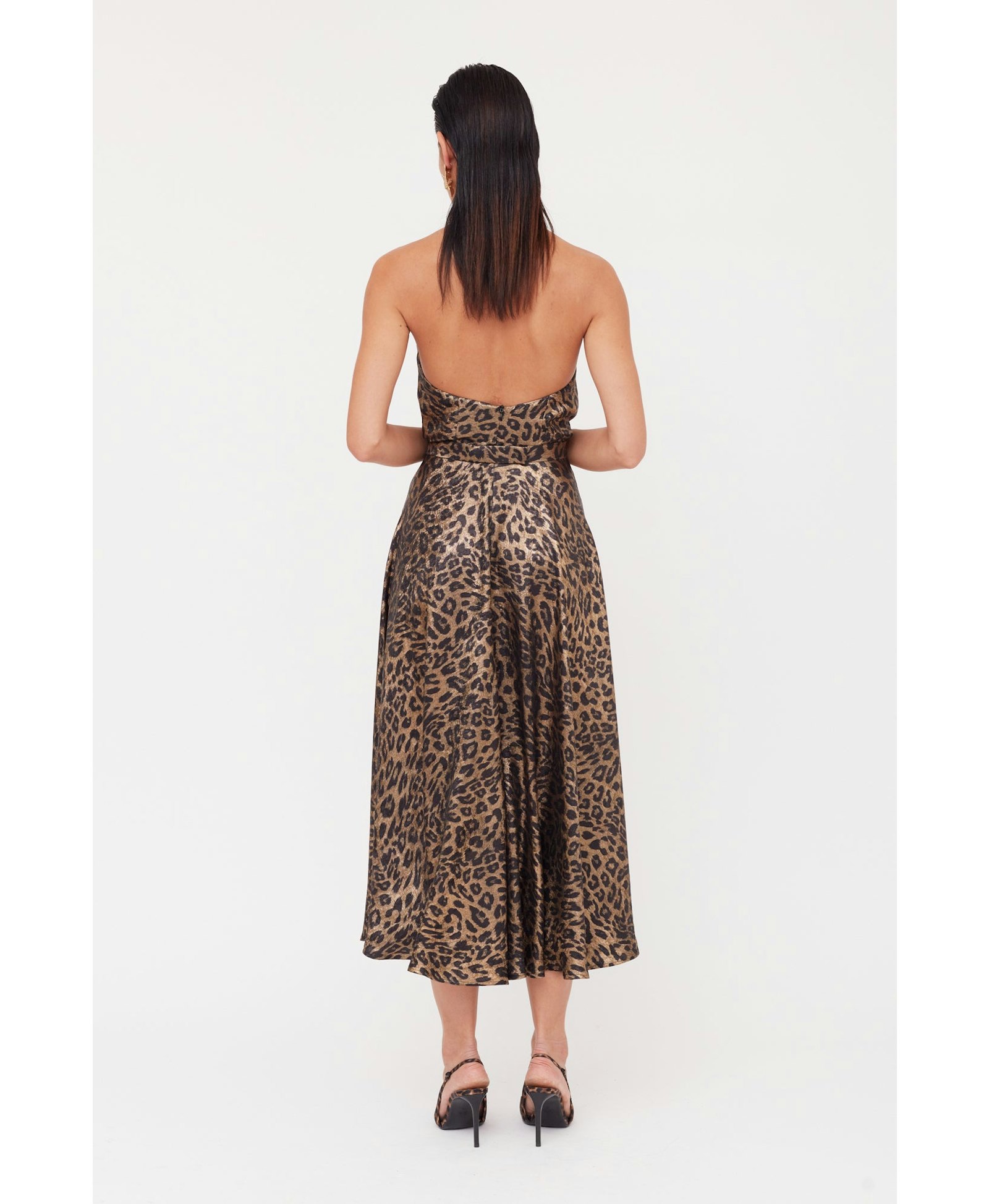 HEIDI Black Bronze Leopard Print Midi Dress made by UNDRESS