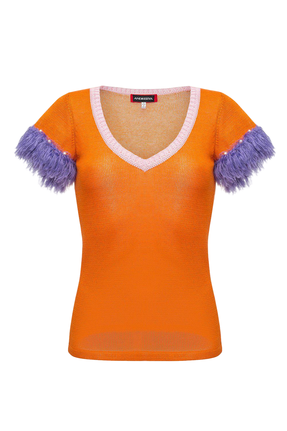 Shop Andreeva Golden Poppy Knit Top With Handmade Knit Details And Pearls