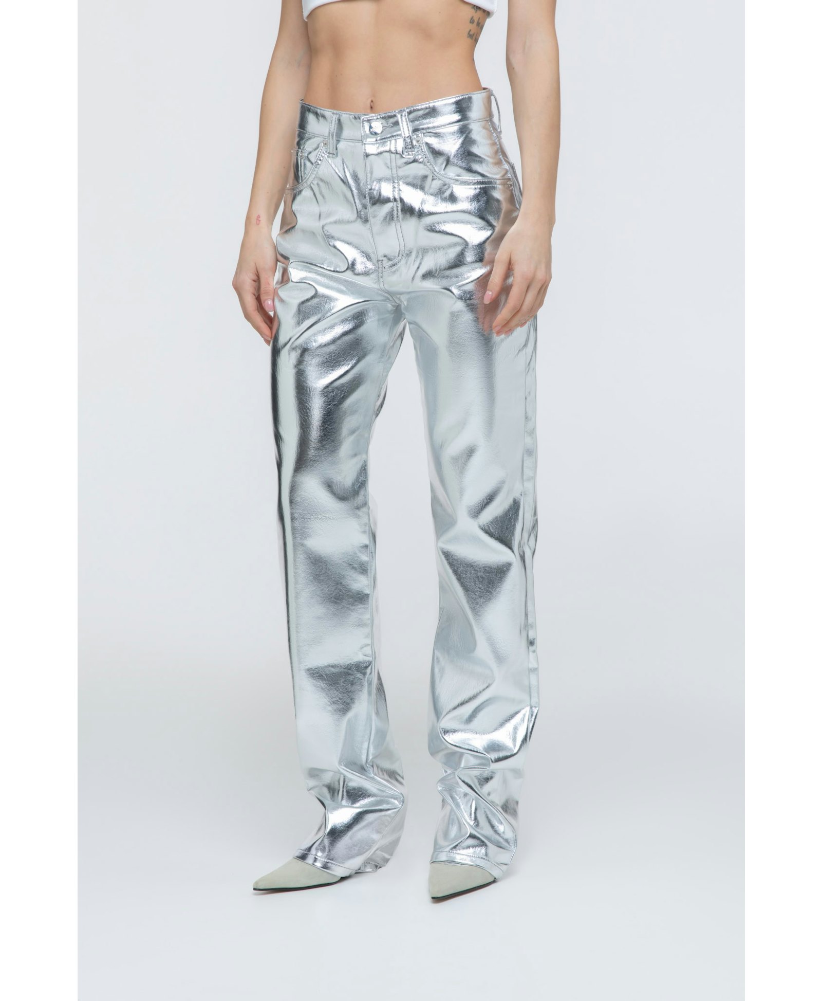 Vinyl Pants in Silver made by AFTERHOURS