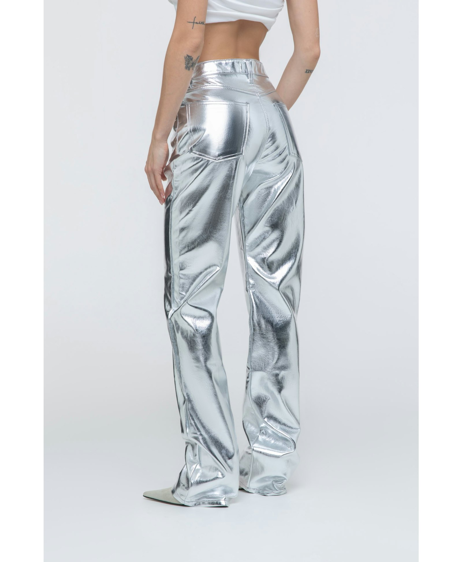 Vinyl Pants in Silver made by AFTERHOURS