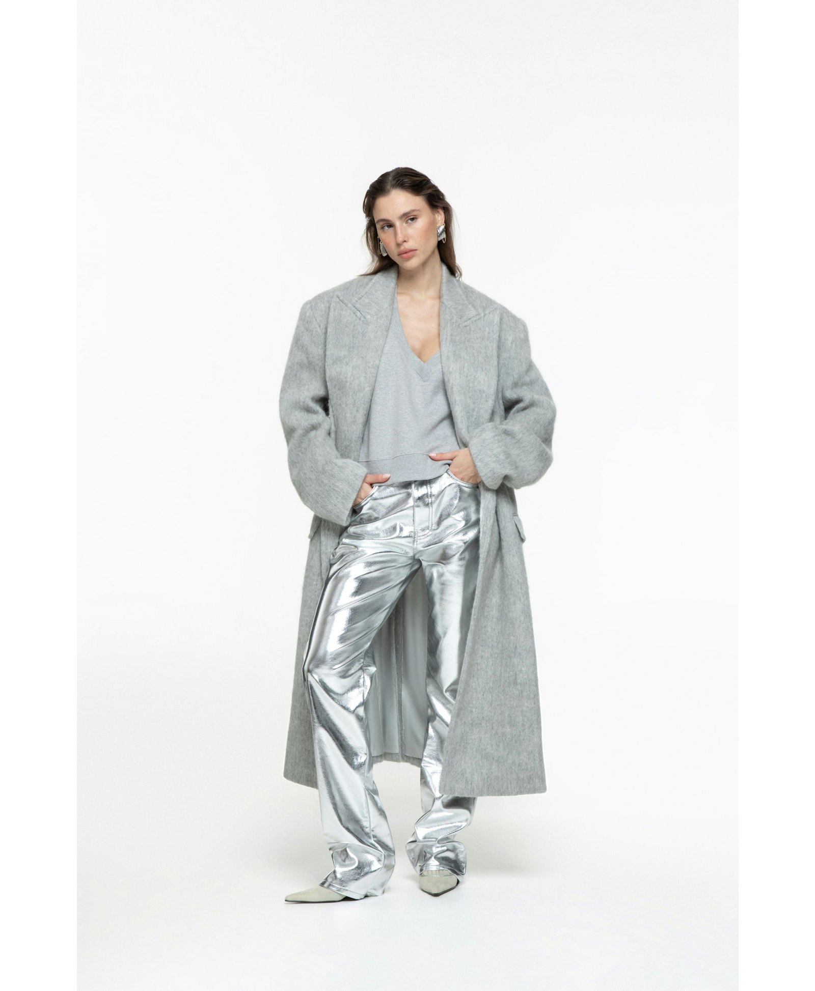 Vinyl Pants in Silver made by AFTERHOURS