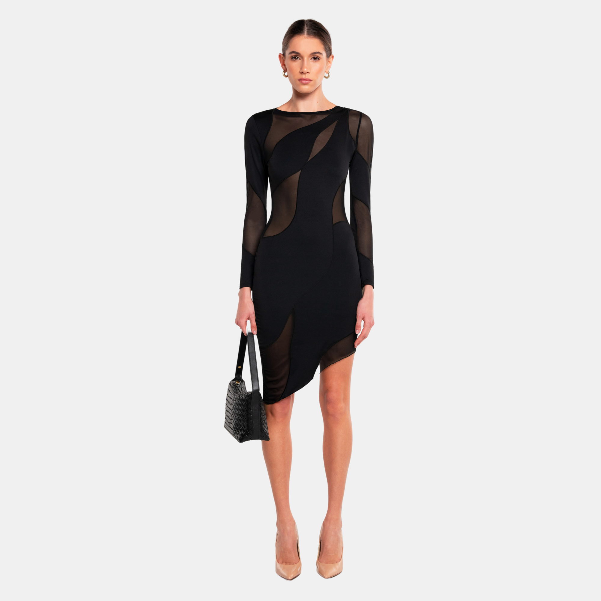 Shop Ow Collection Spiral Long Sleeve Dress
