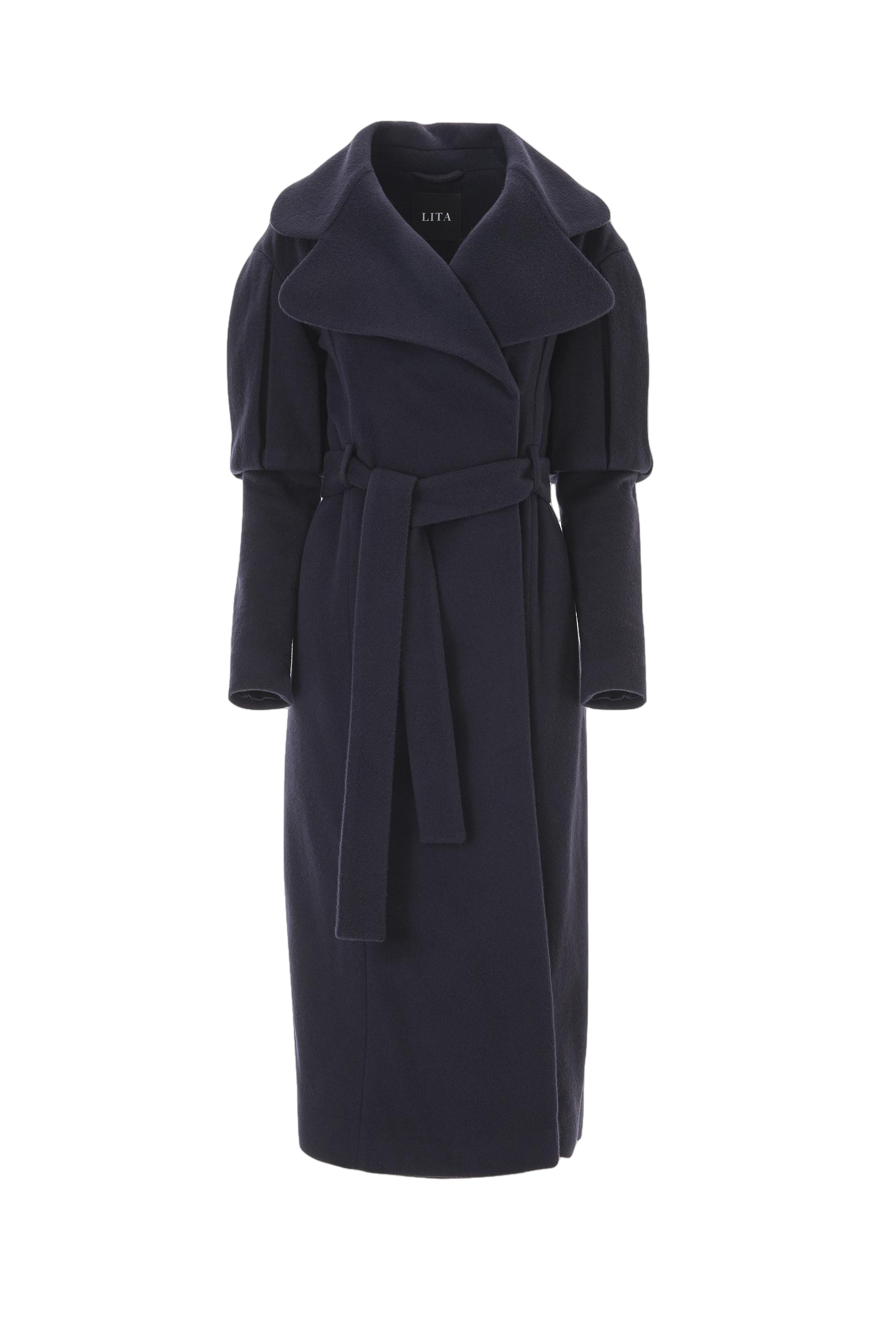 Lita Couture Statement Trench Coat In Navy Blue