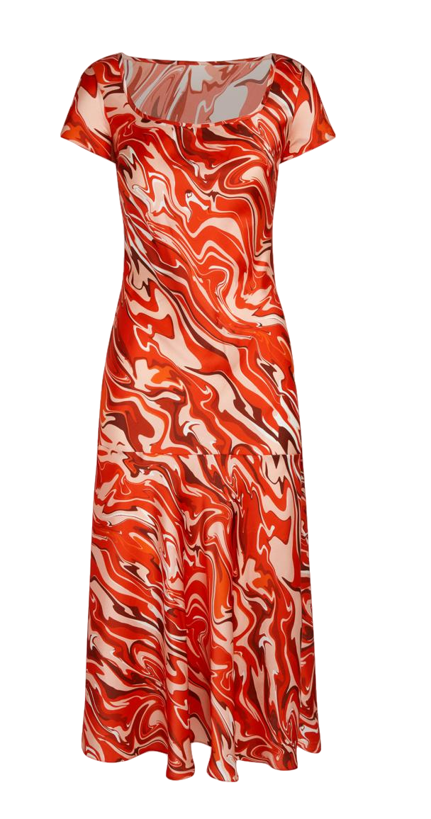 Sara Tamimi Lava Print Bias Dress