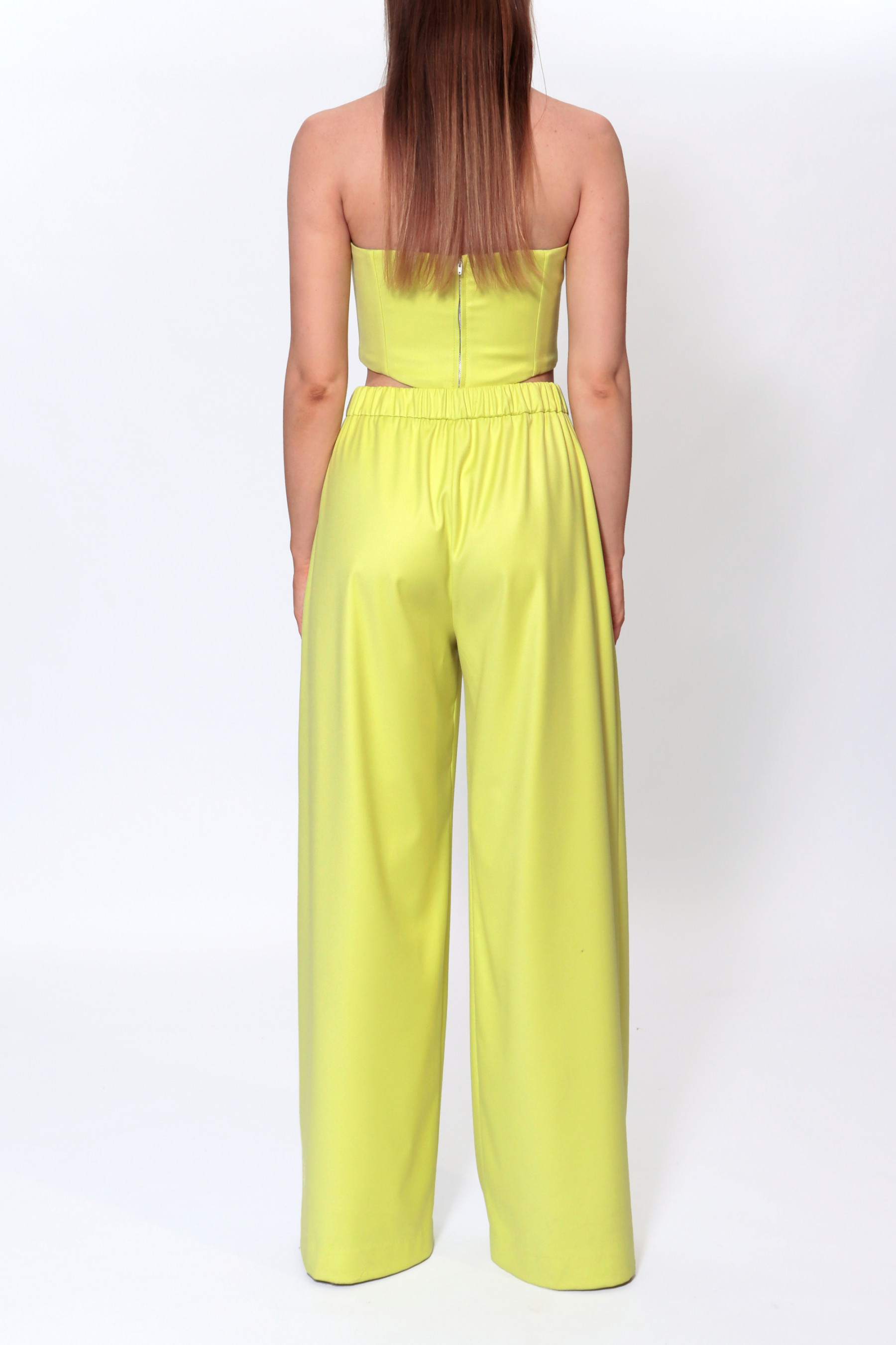 Shop Halewski Trousers Ophelie Wild Lime In Flax Yellow