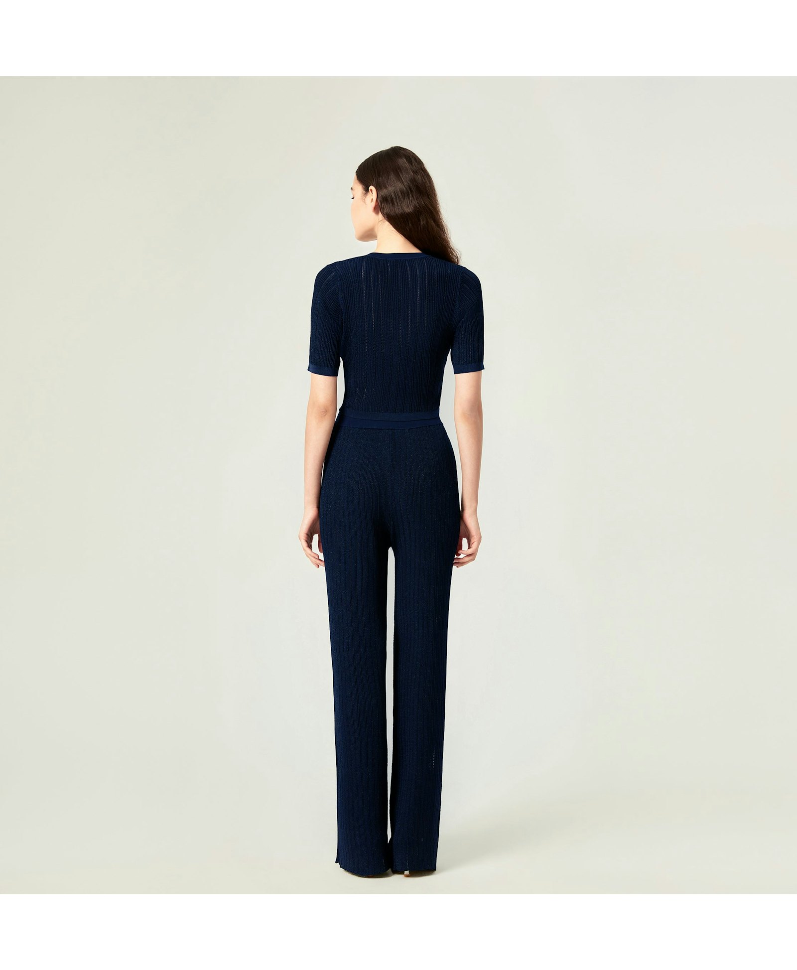 METALLIC JERSEY PANTS in Blue made by CRUSH Collection