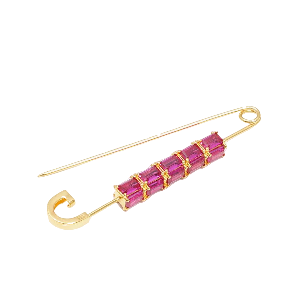 Izabel Display Colourful Brooch Pin Pink Gold