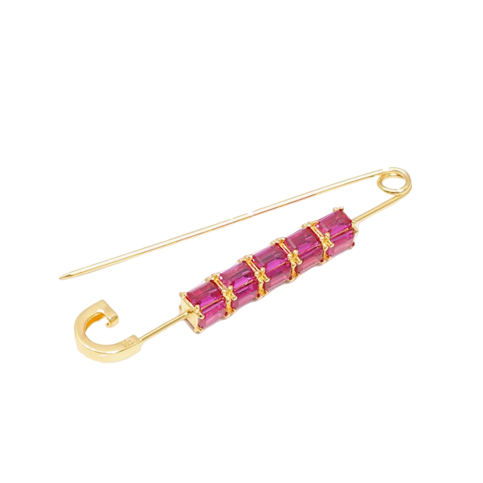 Izabel Display Colorful Brooch Pin Pink Gold