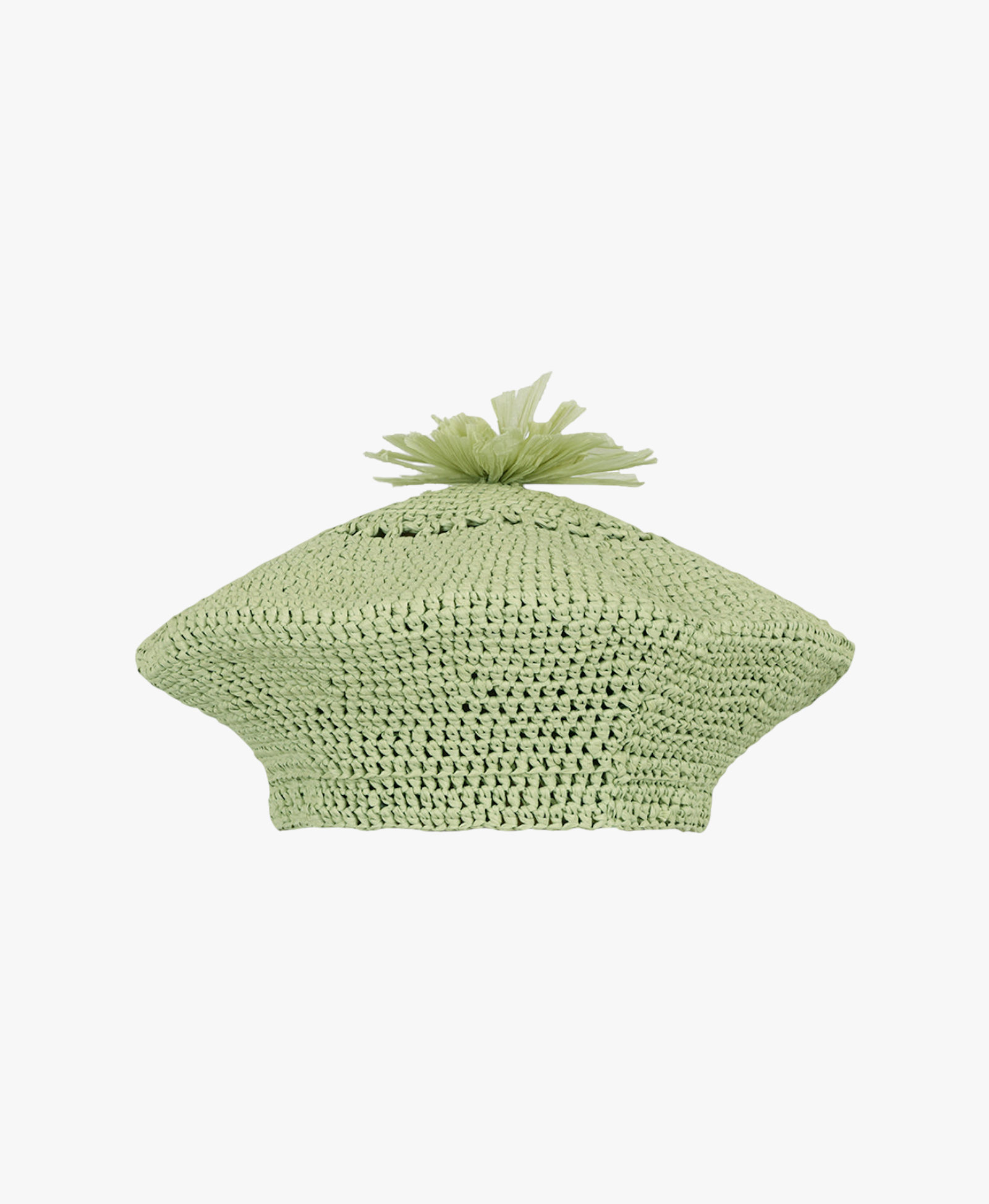 Raffia Olive Beret by Aliya Zhamantayeva made by ANDREEVA