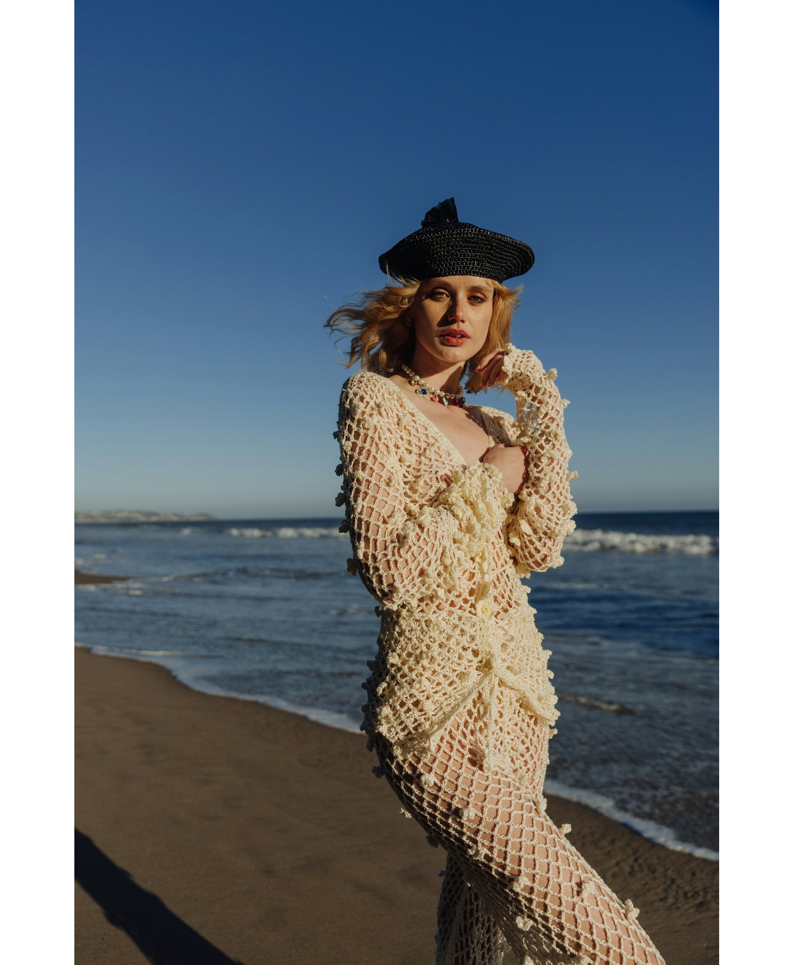 Raffia Olive Beret by Aliya Zhamantayeva made by ANDREEVA