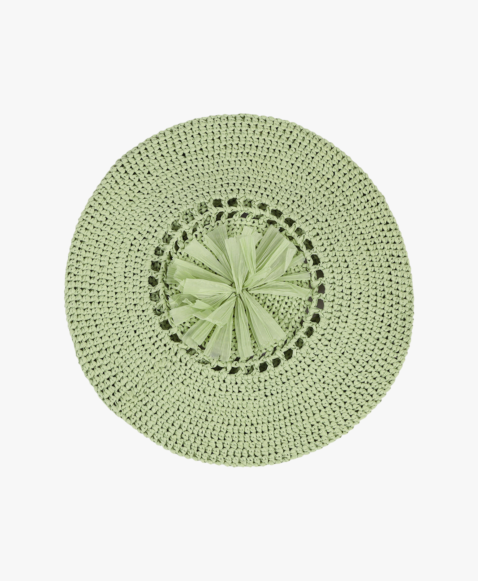 Raffia Olive Beret by Aliya Zhamantayeva made by ANDREEVA