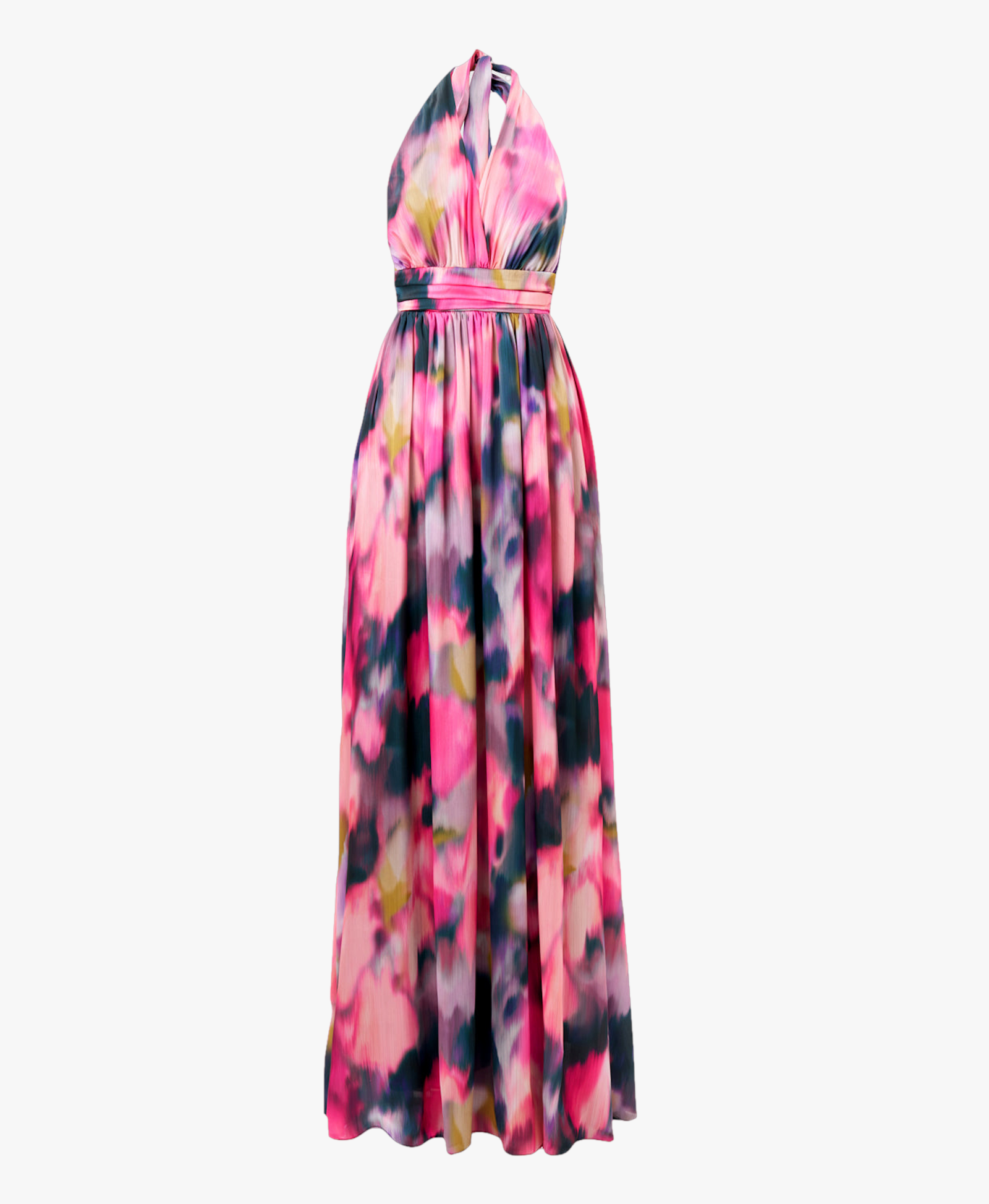Diana Satin Multi Color Draped Maxi Dress made by Lora Istanbul