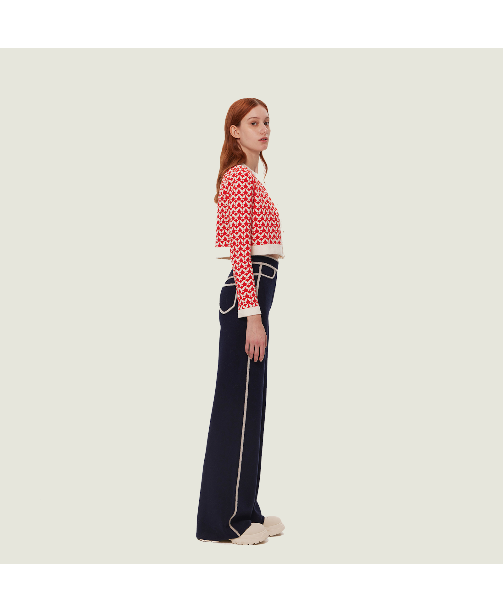 BUTTERFLY JACQUARD SHORT CARDIGAN made by CRUSH Collection