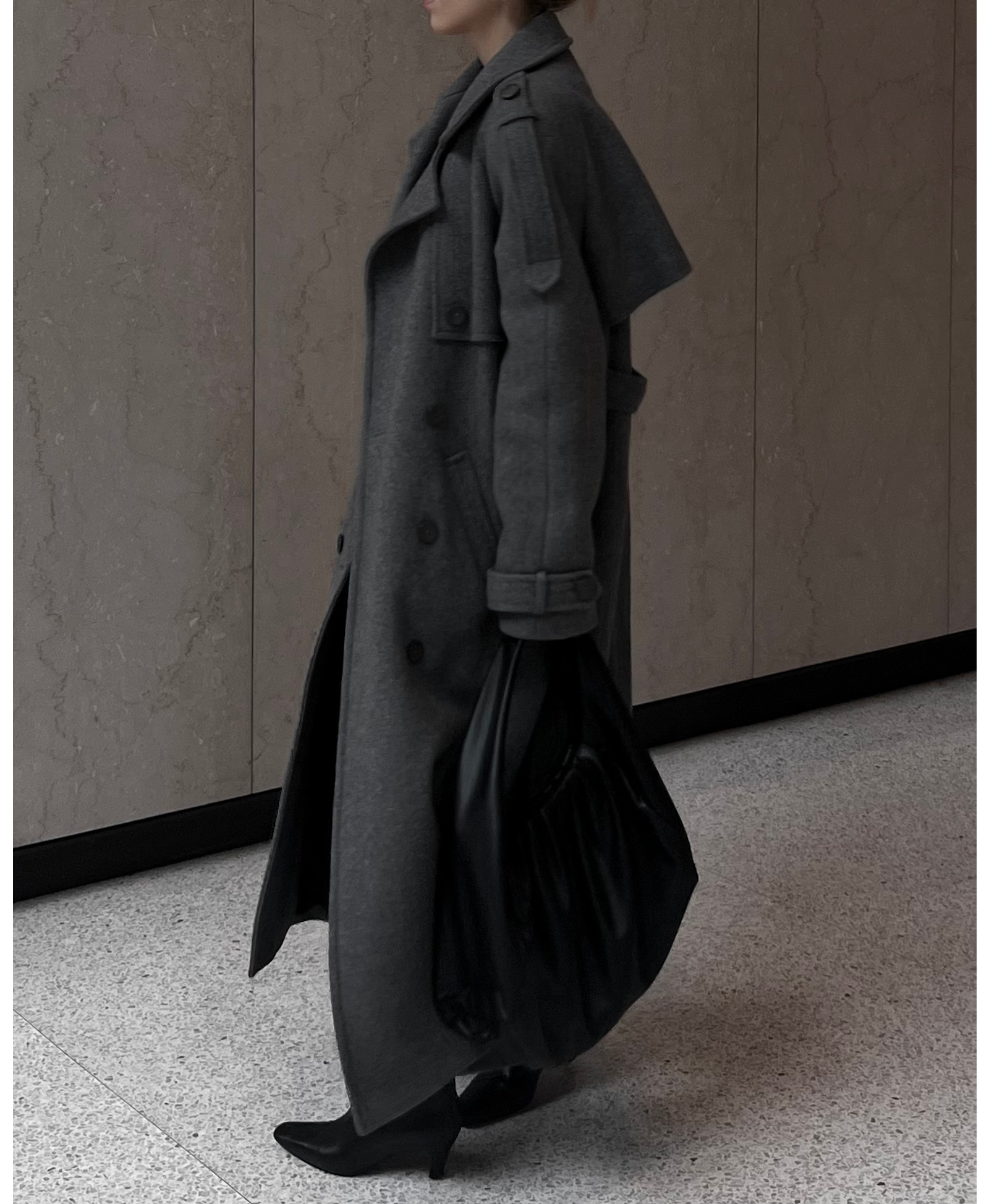 Yoko Wool Coat in gray made by Wiktoria Frankowska