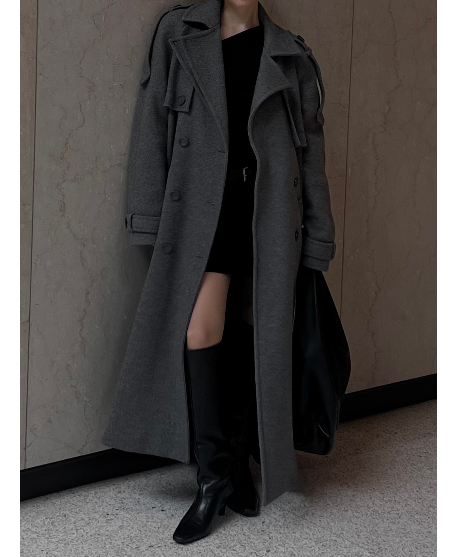 Yoko Wool Coat in gray made by Wiktoria Frankowska